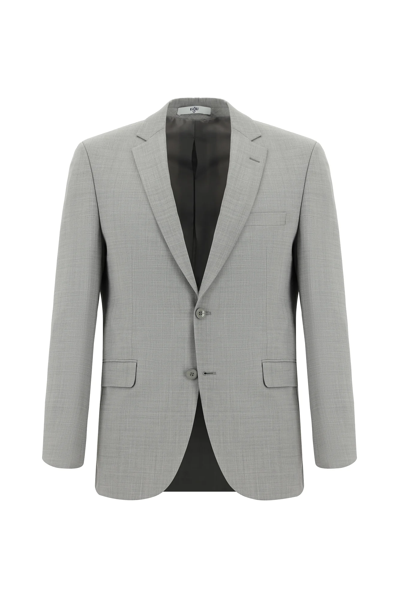 Orta Gri 7 Drop Slim Fit Dar Kesim Yünlü Takım Elbise - Image 2