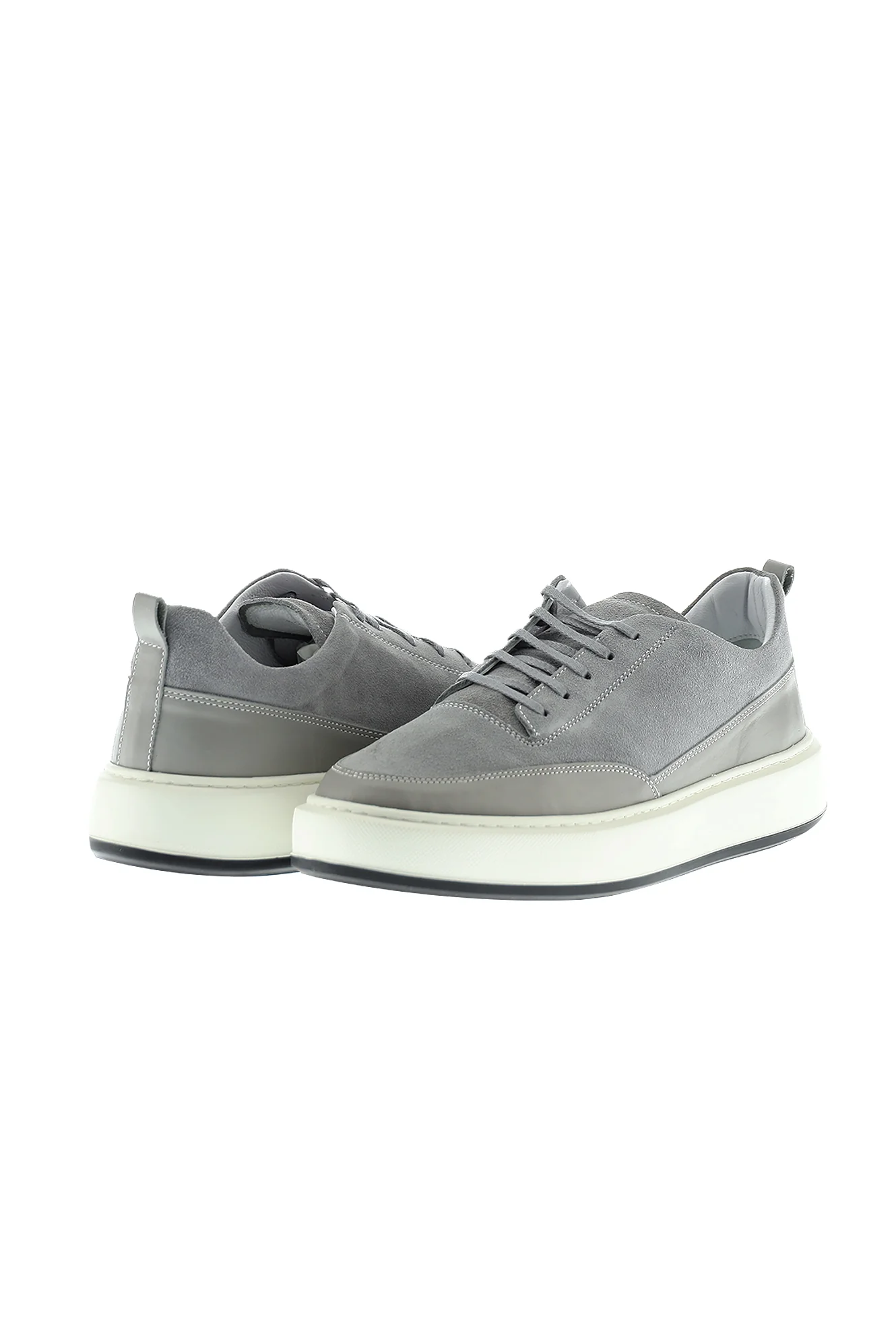 Orta Gri Sneaker Deri Ayakkabı