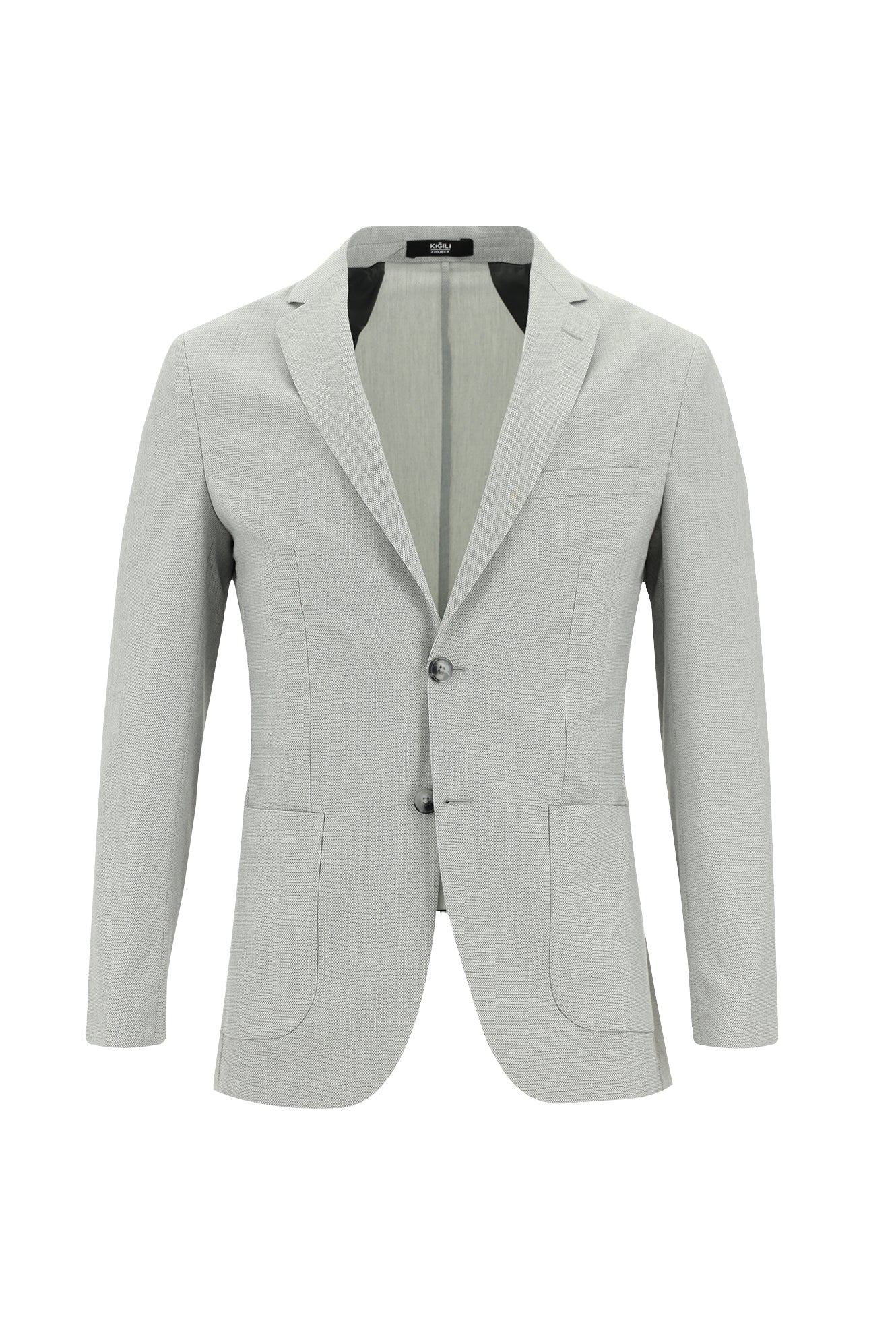 Orta Gri 7 Drop Super Slim Fit Eksra Dar Kesim Beli Lastikli İpli Desenli Takım Elbise - Image 2