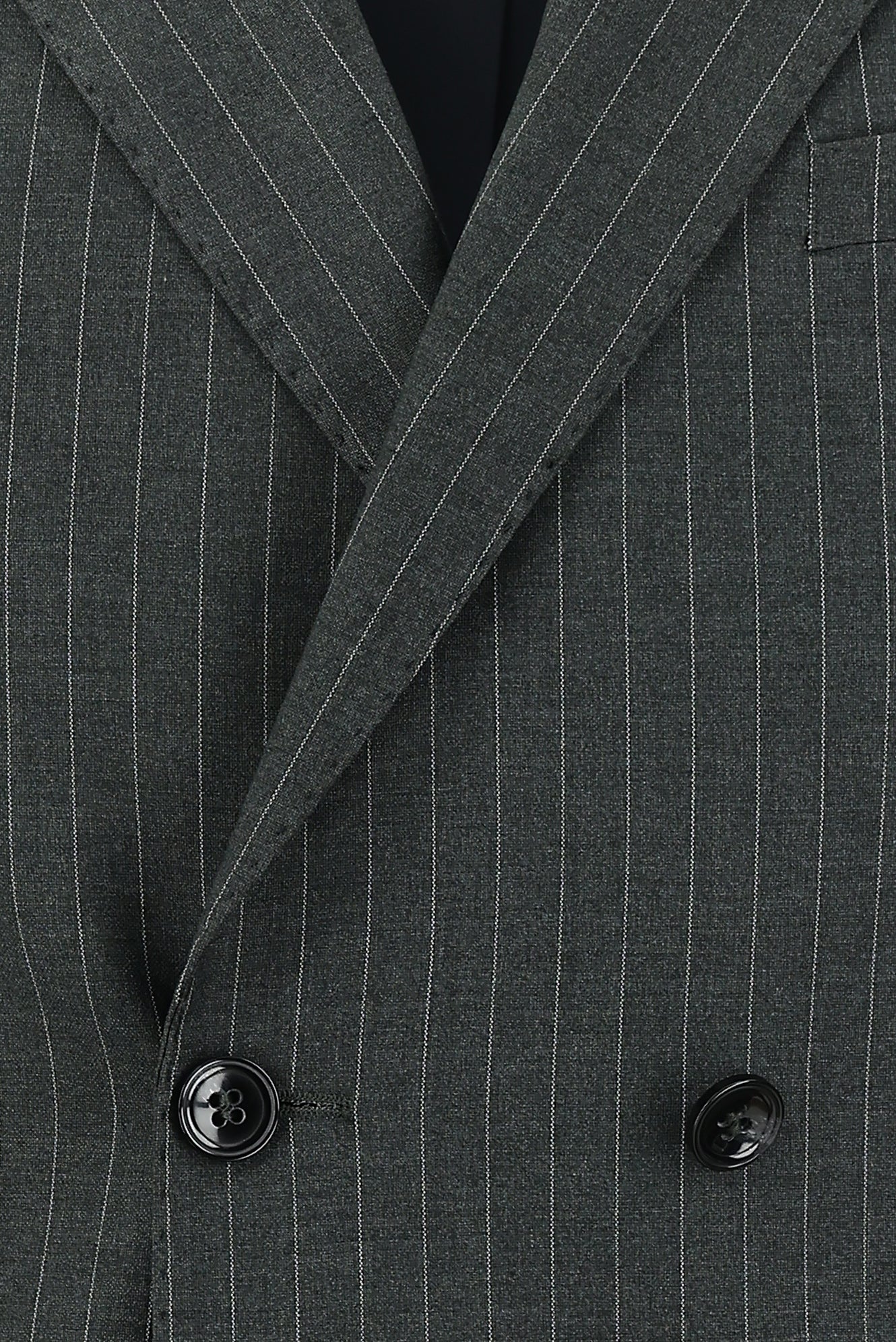Orta Gri 7 Drop Super Slim Fit Eksra Dar Kesim Çizgili Kruvaze Takım Elbise - Image 4