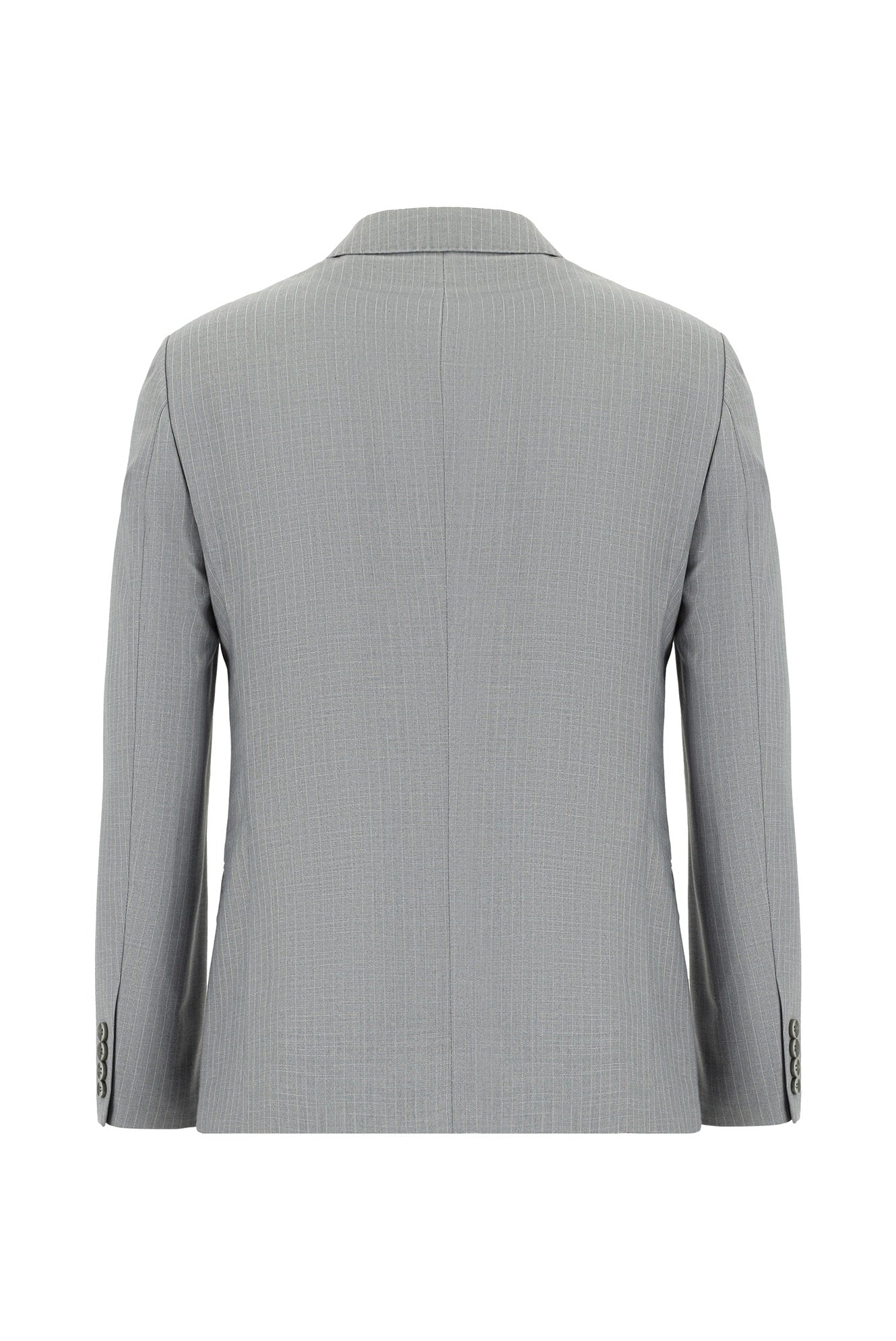Orta Gri 7 Drop Super Slim Fit Eksra Dar Kesim Çizgili Kruvaze Takım Elbise - Image 3