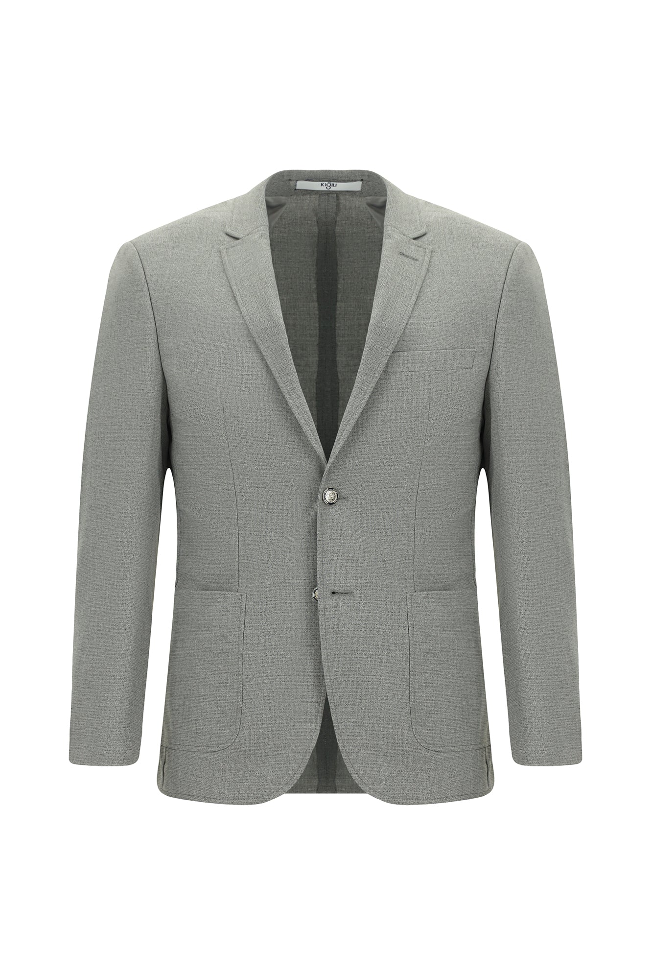 Orta Gri 7 Drop Super Slim Fit Eksra Dar Kesim Desenli Beli Lastikli İpli Spor Takım Elbise - Image 2