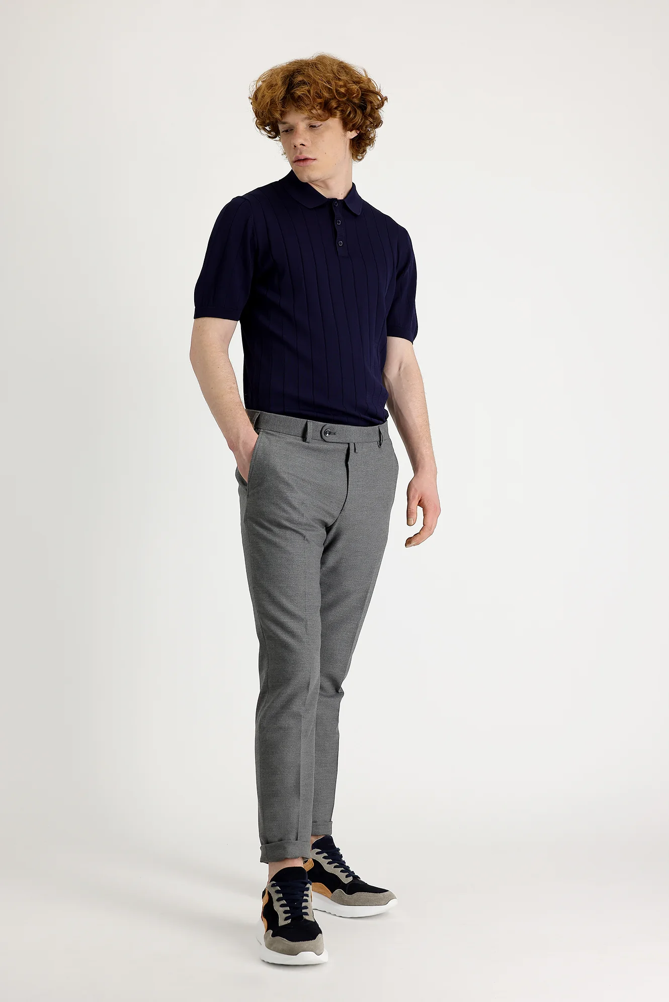 Orta Gri 7 Drop Super Slim Fit Eksra Dar Kesim Likralı Klasik Kumaş Pantolon