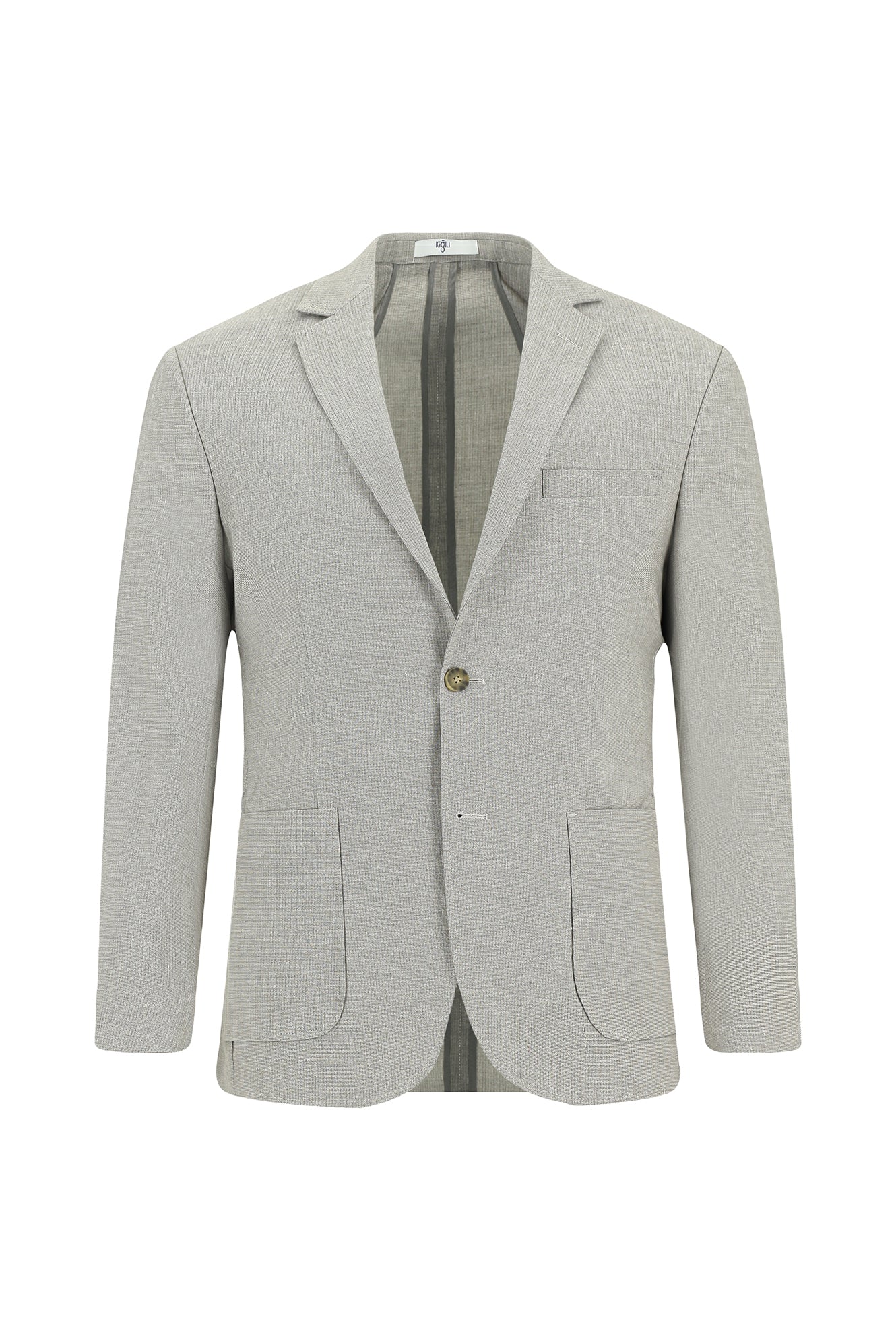 Orta Gri 7 Drop Super Slim Fit Eksra Dar Kesim Keten Karışımlı Beli Lastikli İpli Takım Elbise - Image 2