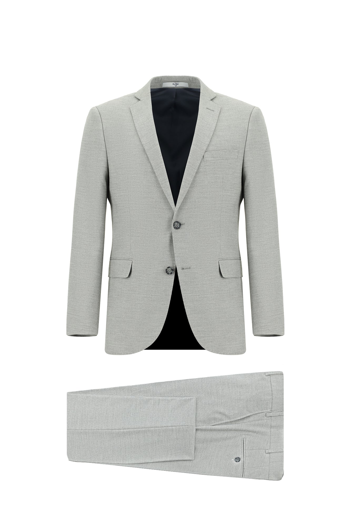 Orta Gri 7 Drop Super Slim Fit Eksra Dar Kesim Desenli Takım Elbise