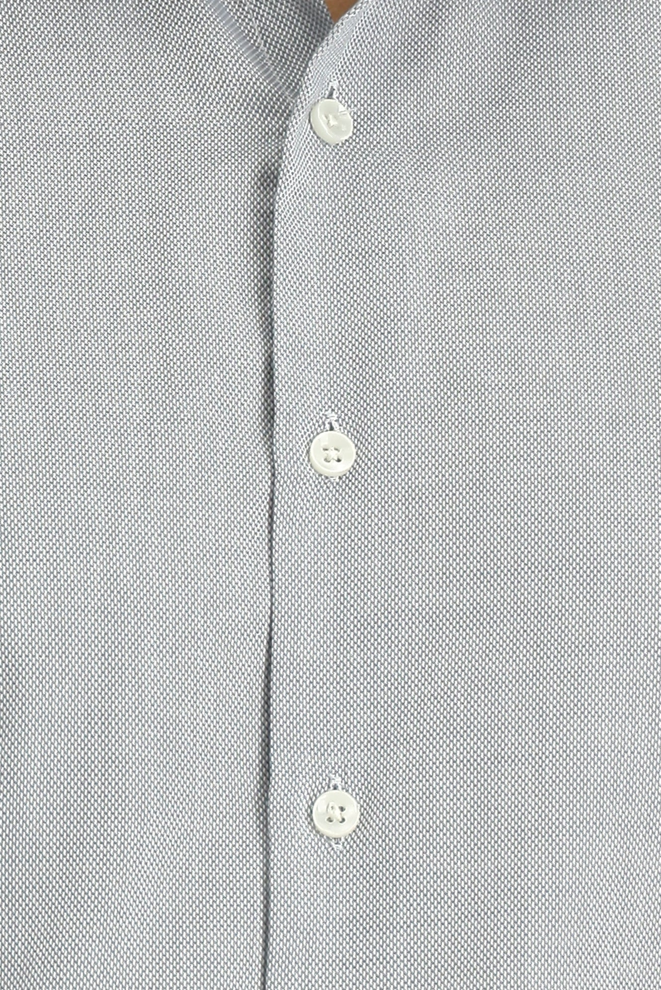 Orta Gri Uzun Kol Slim Fit Dar Kesim Desenli Pamuk Klasik Gömlek - Image 5
