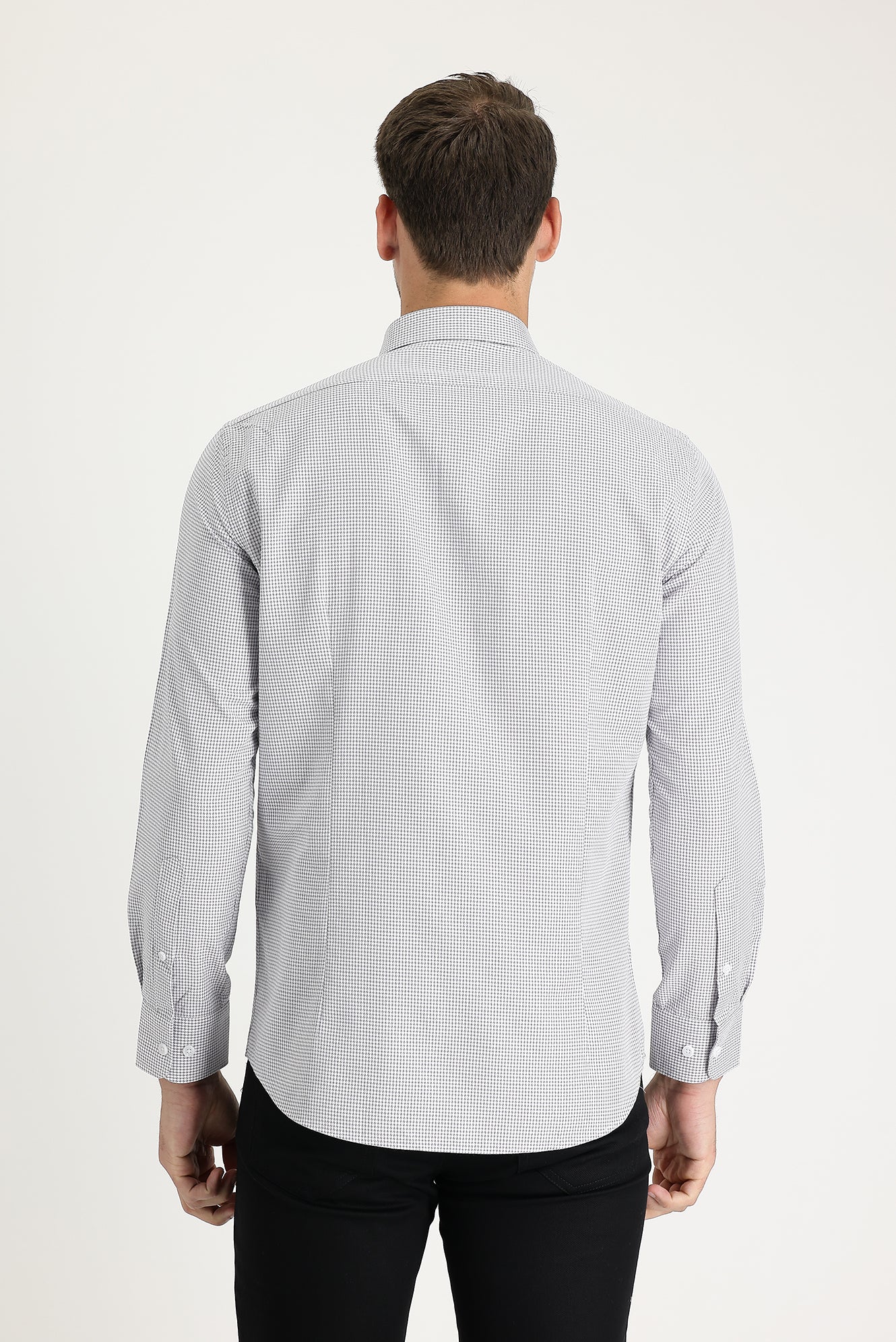 Orta Gri Uzun Kol Slim Fit Dar Kesim Gömlek - Image 3