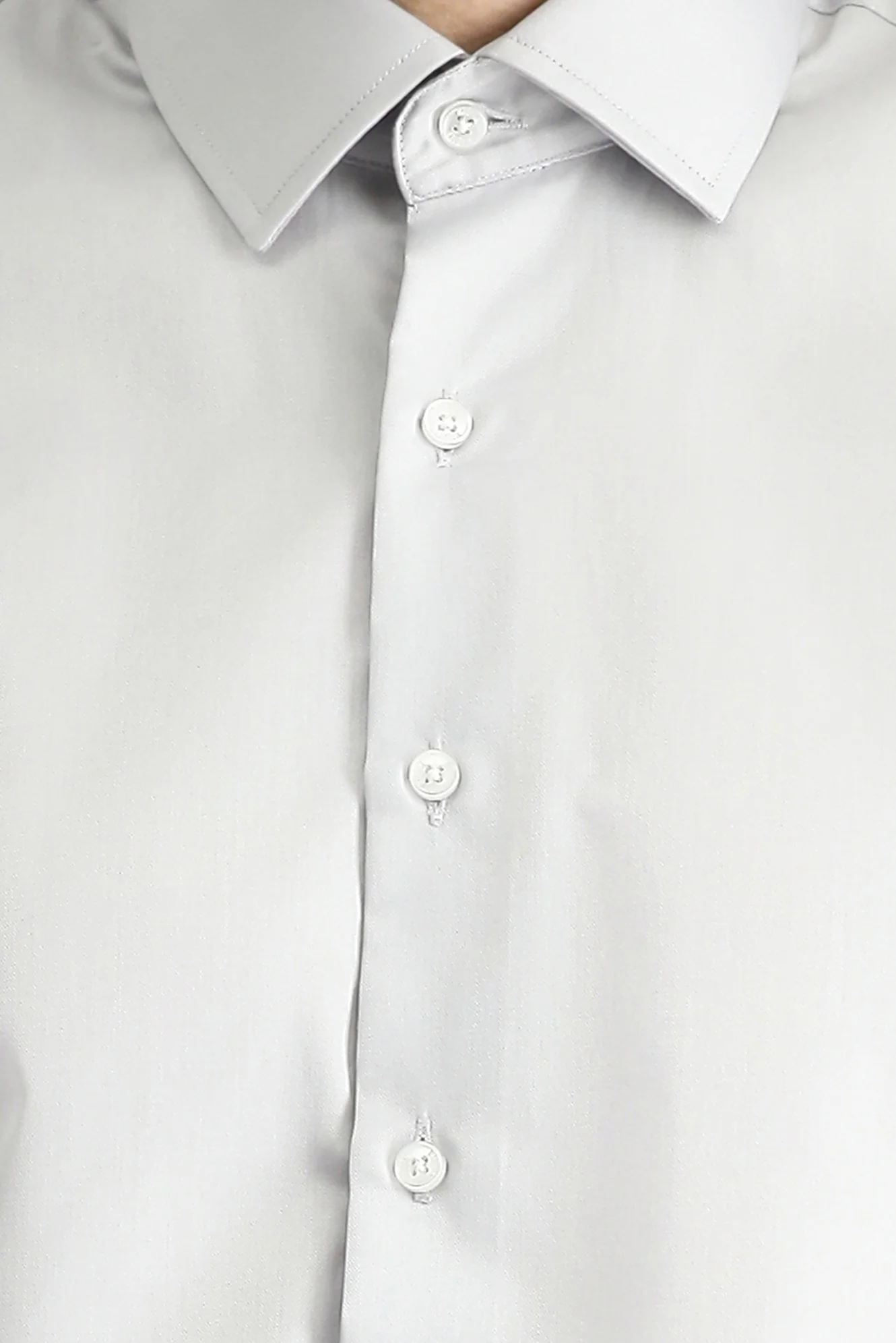 Orta Gri Uzun Kol Slim Fit Dar Kesim Klasik Non Iron Saten Pamuklu Gömlek - Image 5