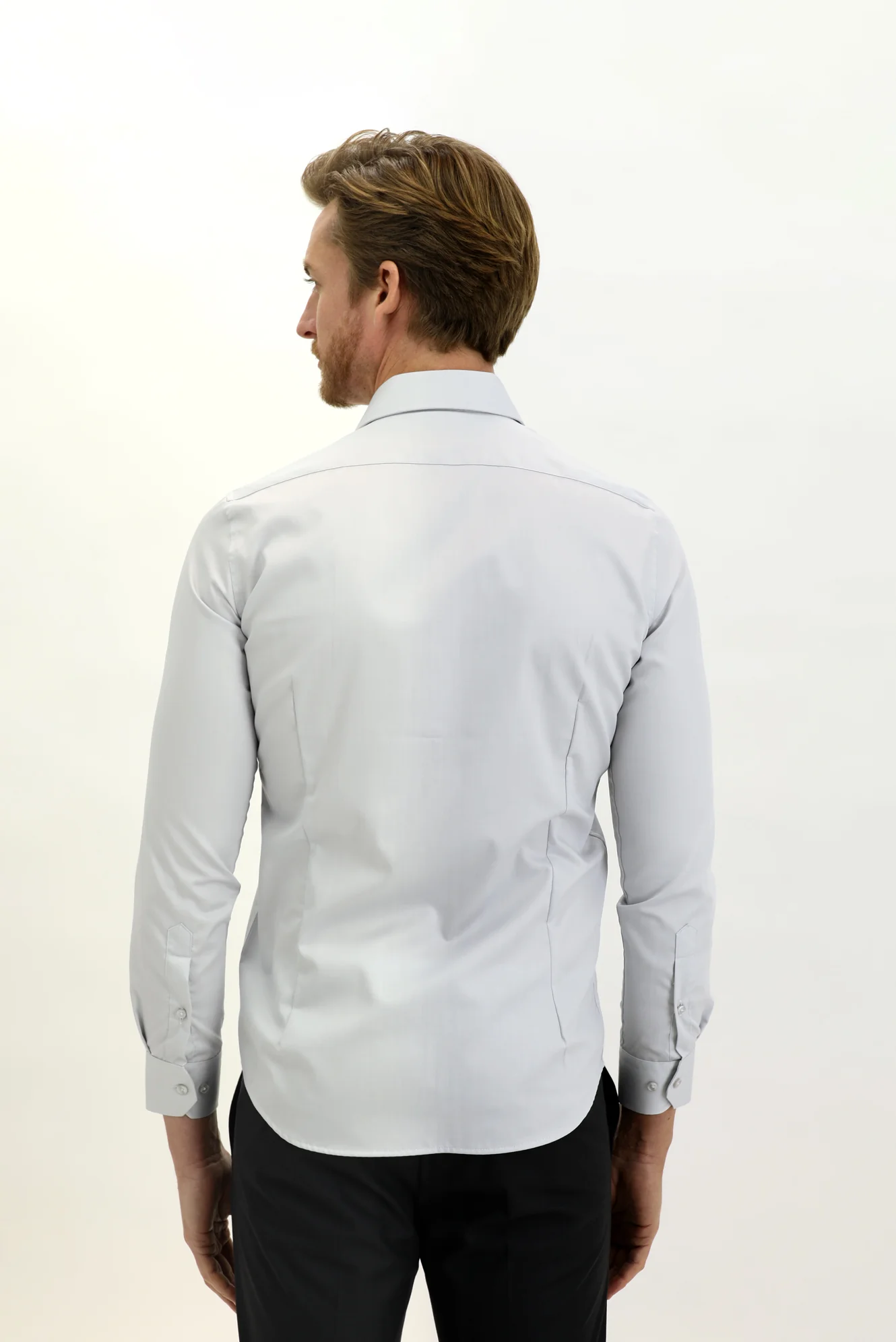 Orta Gri Uzun Kol Slim Fit Dar Kesim Non Iron Saten Pamuklu Gömlek - Image 5