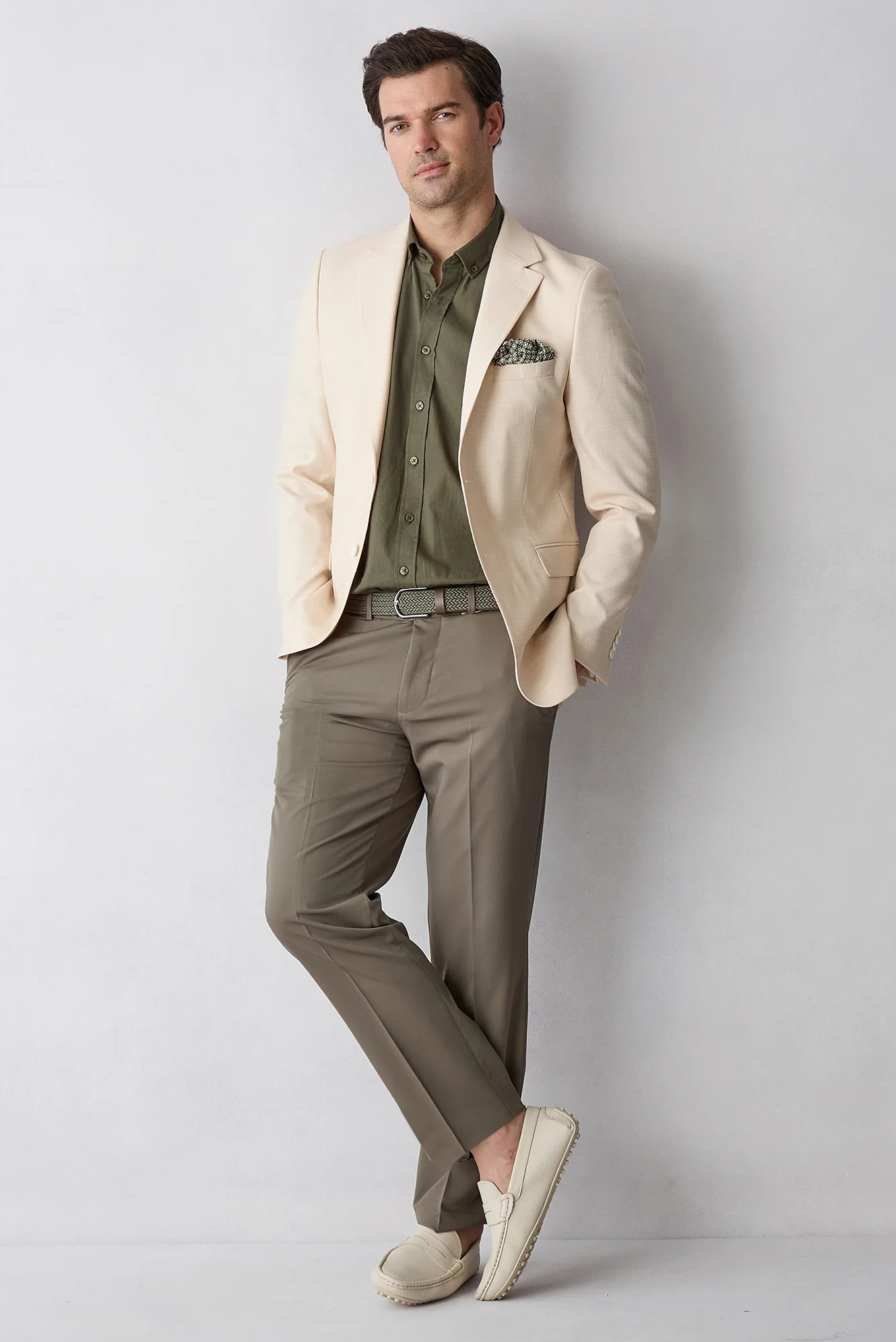 Orta Haki 4 Drop Relaxed Fit Rahat Kesim Klasik Kumaş Pantolon - Image 6