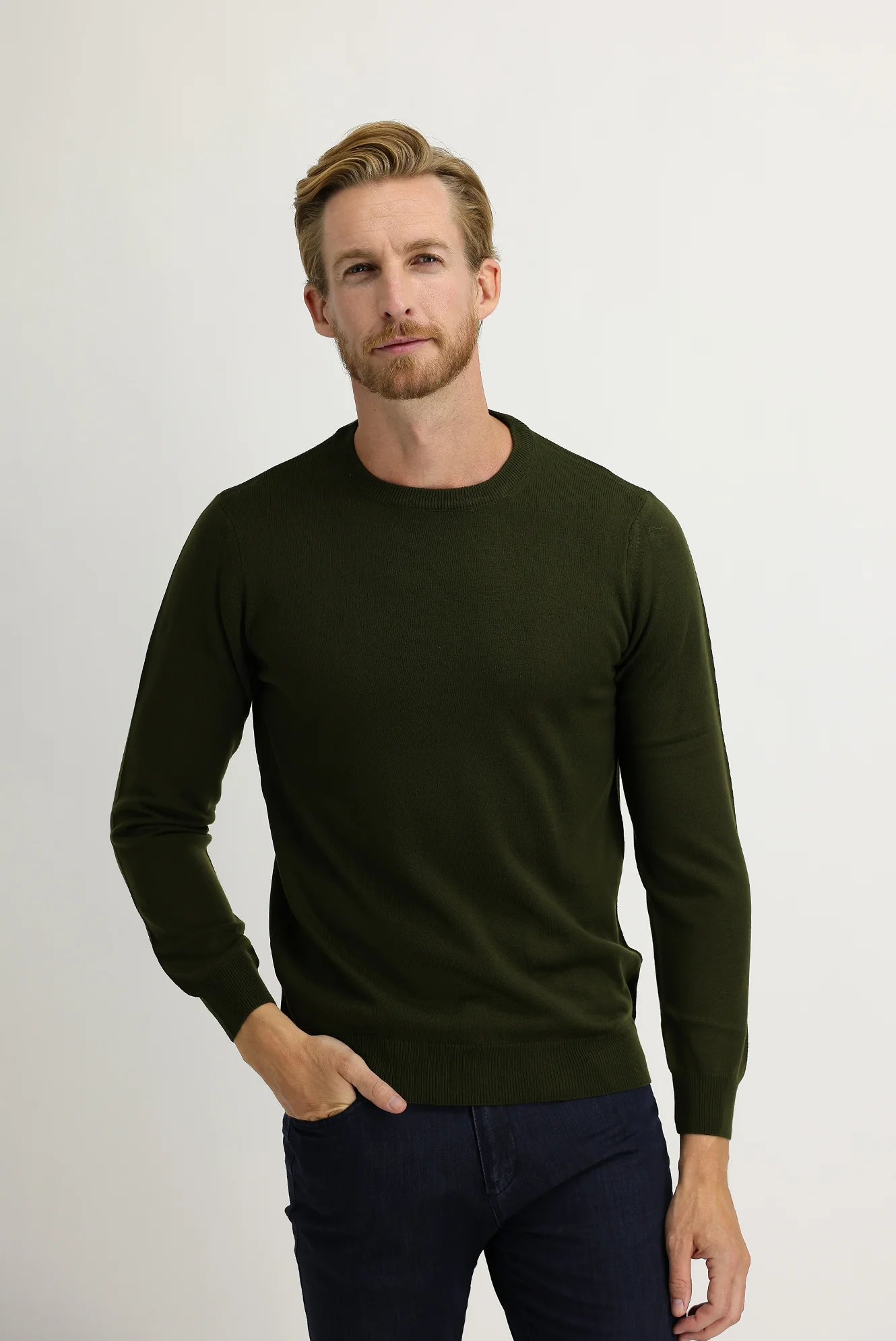Orta Haki Bisiklet Yaka Regular Fit Triko Kazak - Image 2