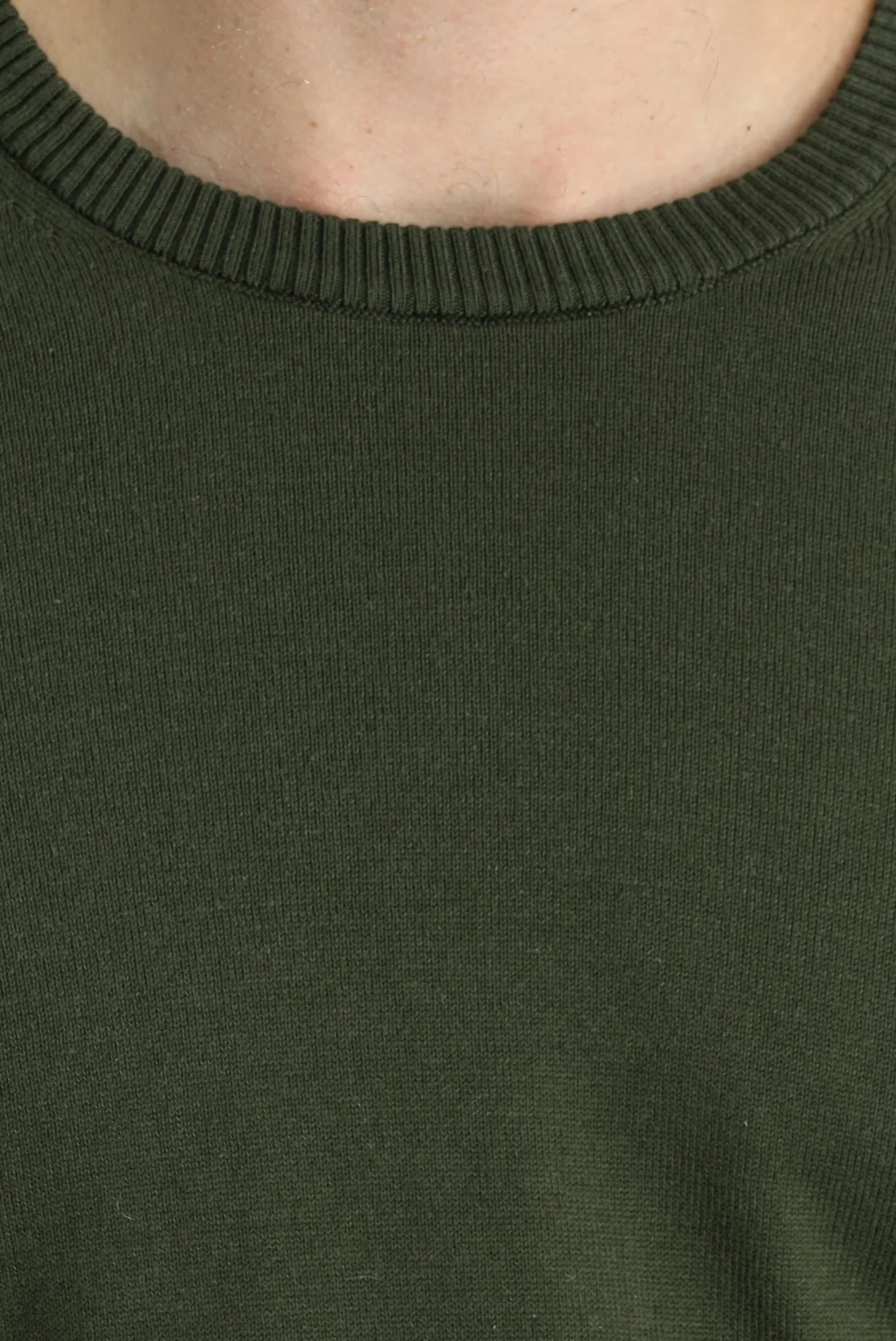 Orta Haki Bisiklet Yaka Slim Fit Dar Kesim Pamuklu Triko Kazak - Image 4