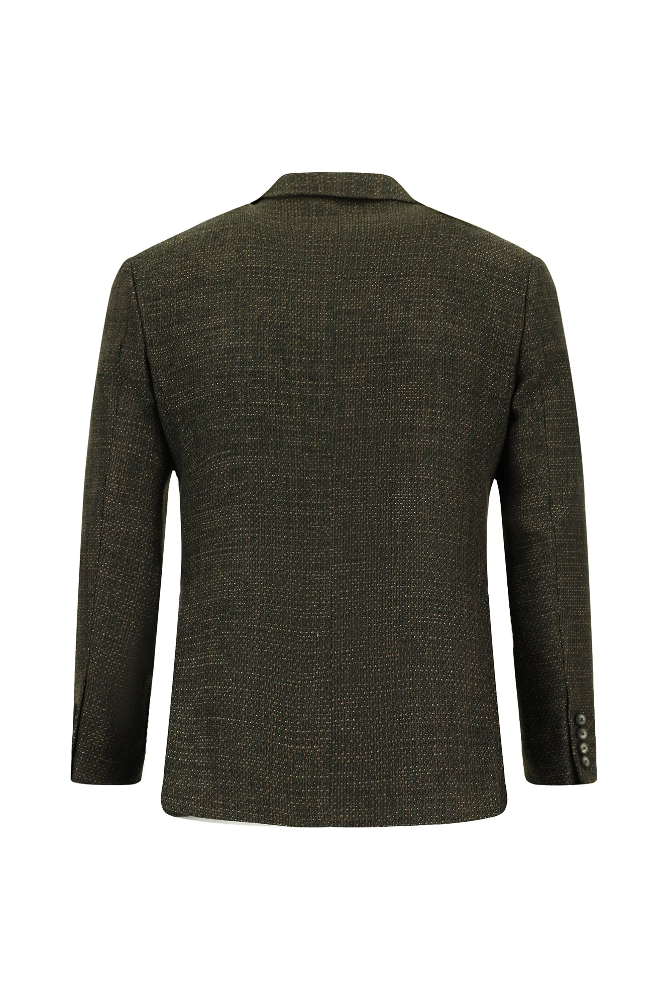 Orta Haki 6 Drop Regular Fit Standart Kesim Yünlü Desenli Kombinli Takım Elbise - Image 3