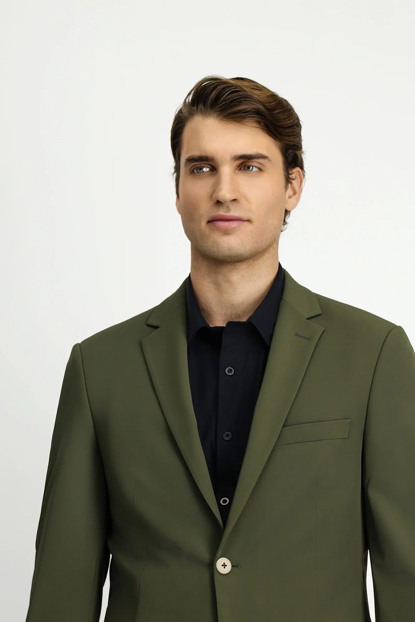 Orta Haki Techno-Line 7 Drop Super Slim Fit Eksra Dar Kesim Beli Lastikli İpli Çantalı Likralı Takım Elbise - Image 4