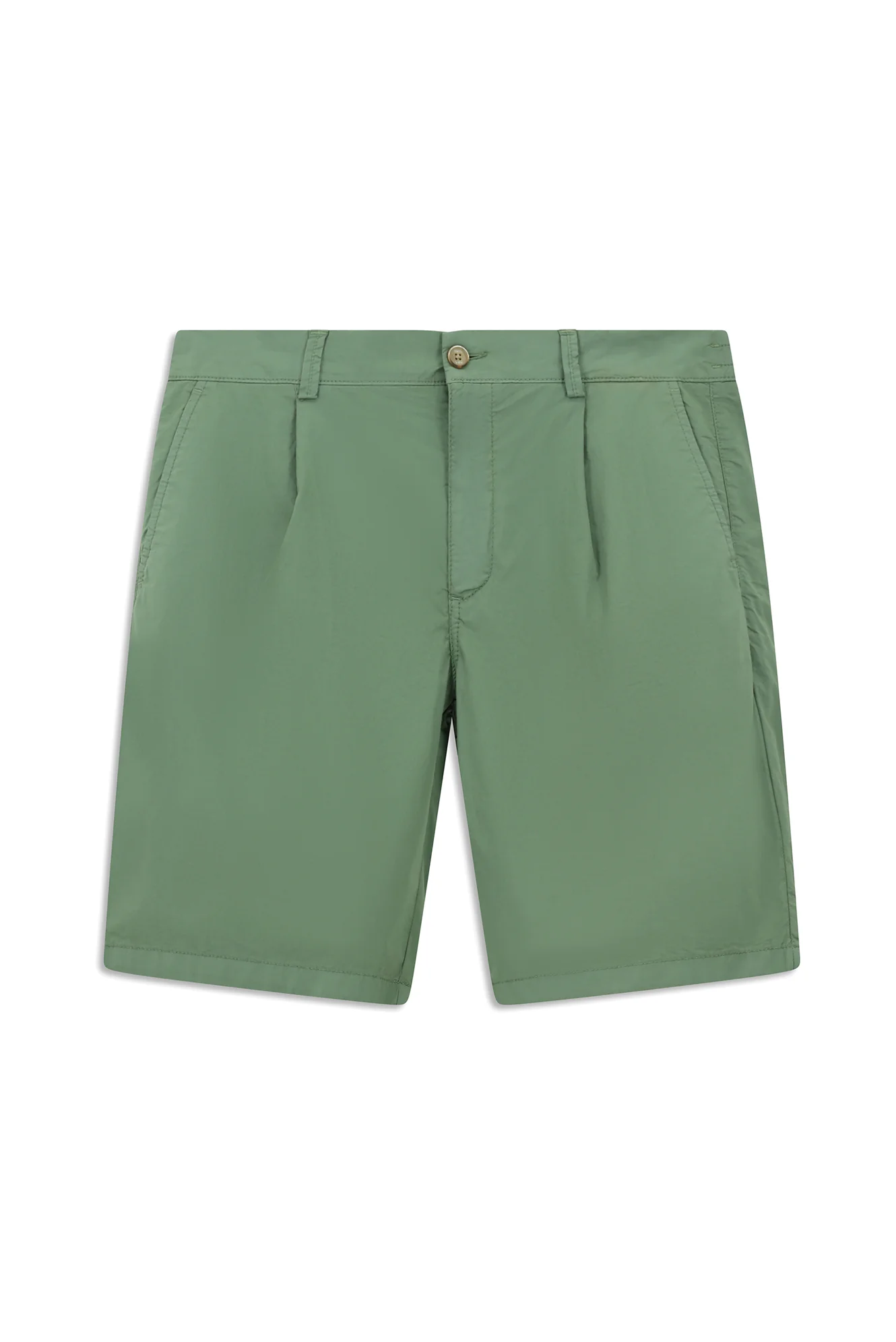 Orta Haki Regular Fit Standart Kesim Pamuklu Pileli Bermuda Şort - Image 7