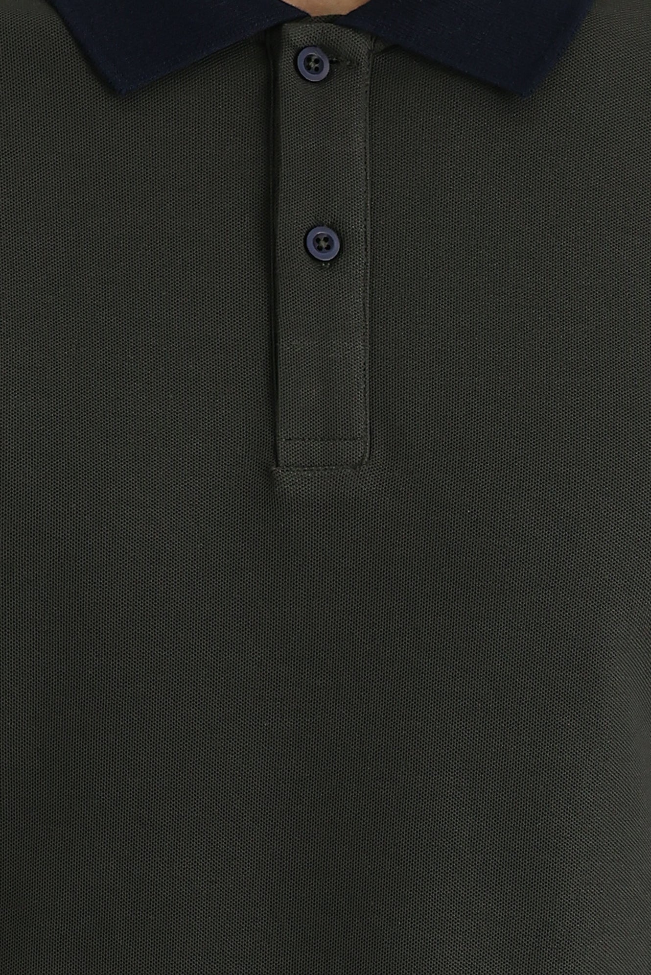 Orta Haki Polo Yaka Slim Fit Dar Kesim Desenli Pamuk Tişört - Image 4