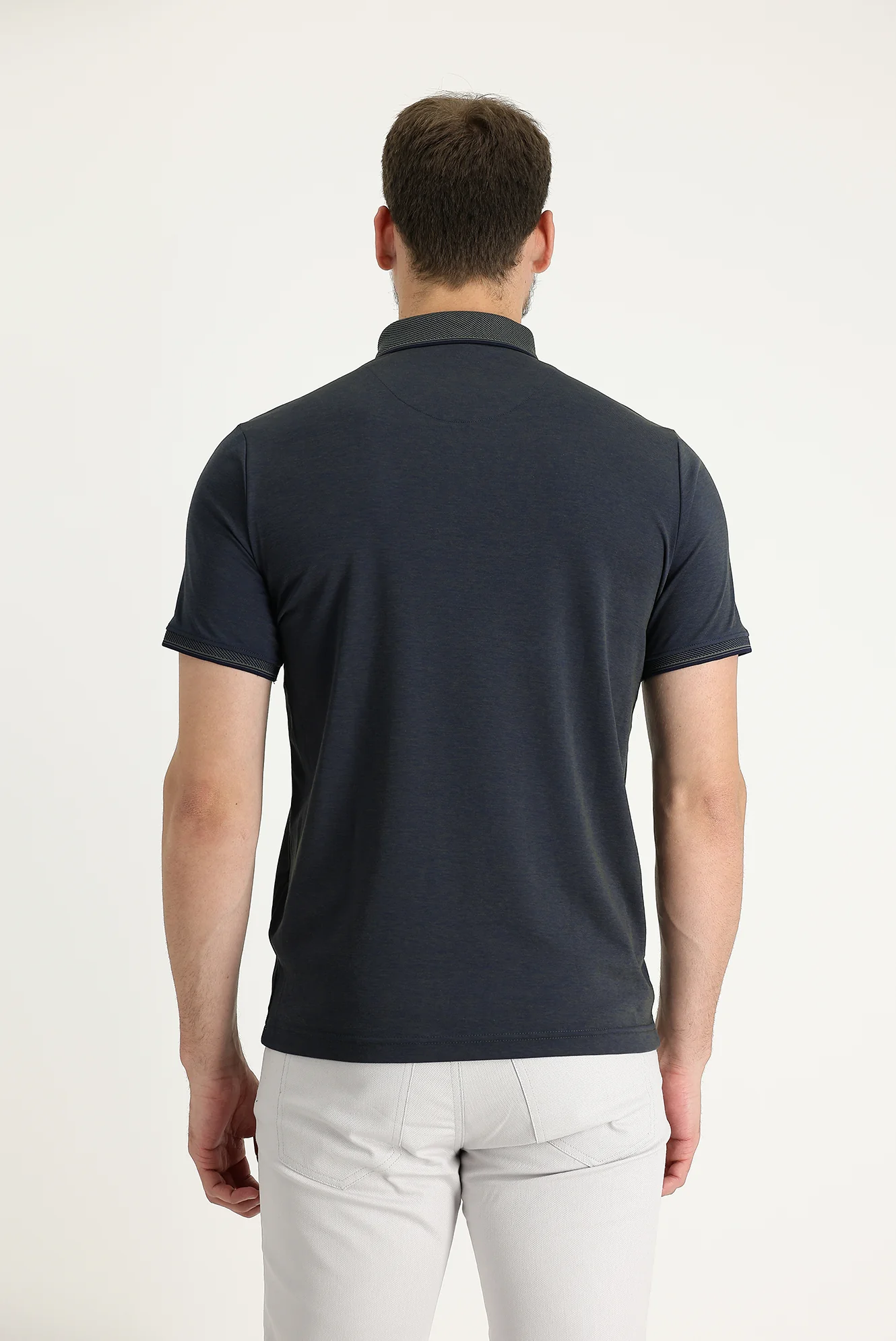 Orta Haki Polo Yaka Regular Fit Nakışlı Tişört - Image 2