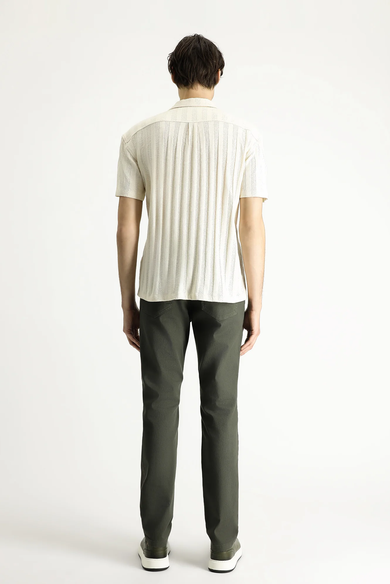 Orta Haki Regular Fit Standart Kesim Beli Lastikli Likralı Kanvas / Chino Pantolon - Image 6