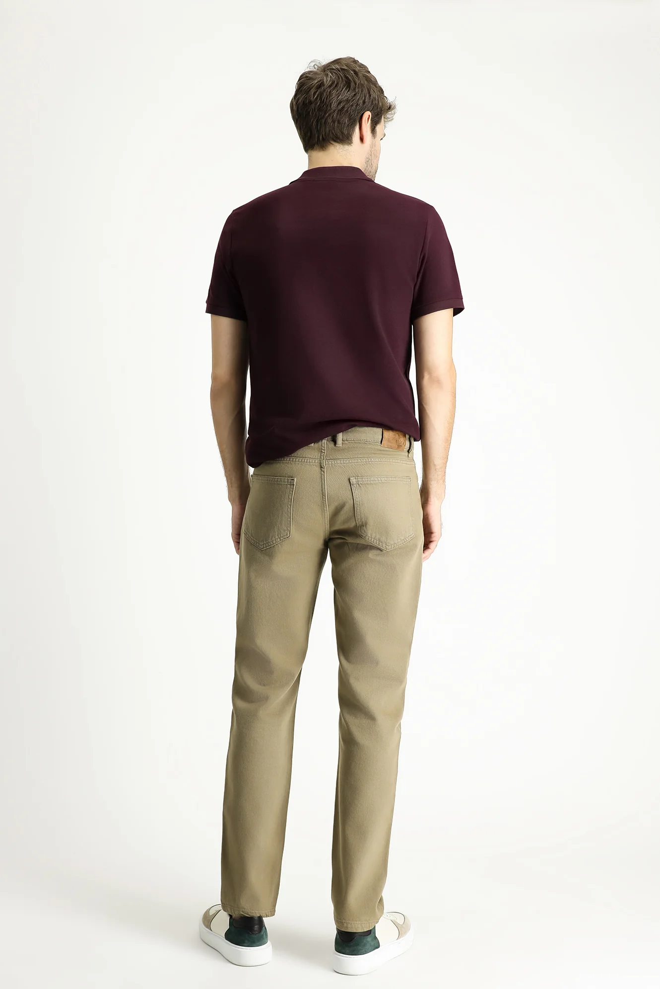 Orta Haki Regular Fit Standart Kesim Denim Pamuk Pantolon - Image 4