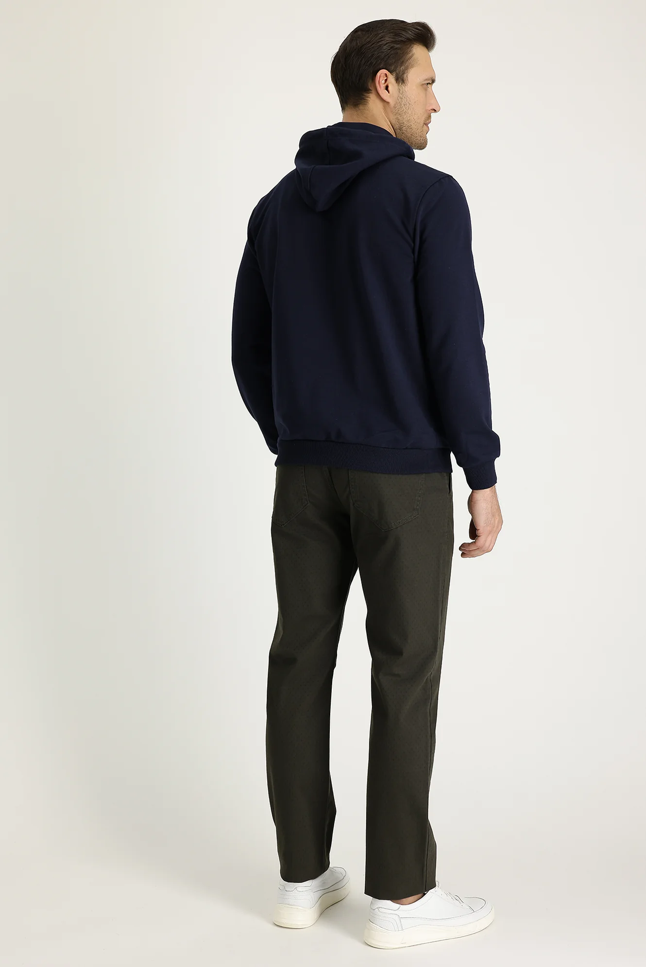 Orta Haki Regular Fit Standart Kesim Desenli Likralı Kanvas / Chino Pantolon - Image 3