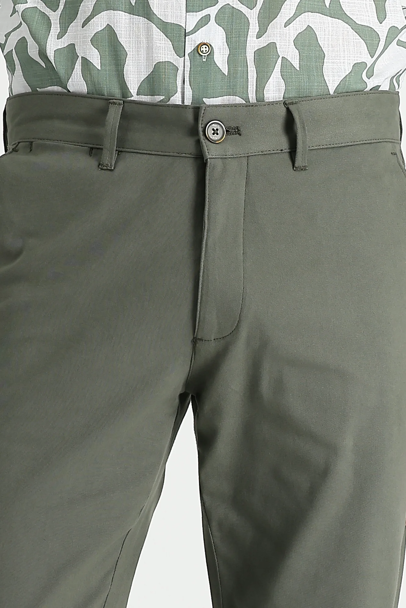 Orta Haki Regular Fit Standart Kesim Likralı Kanvas / Chino Pantolon - Image 3