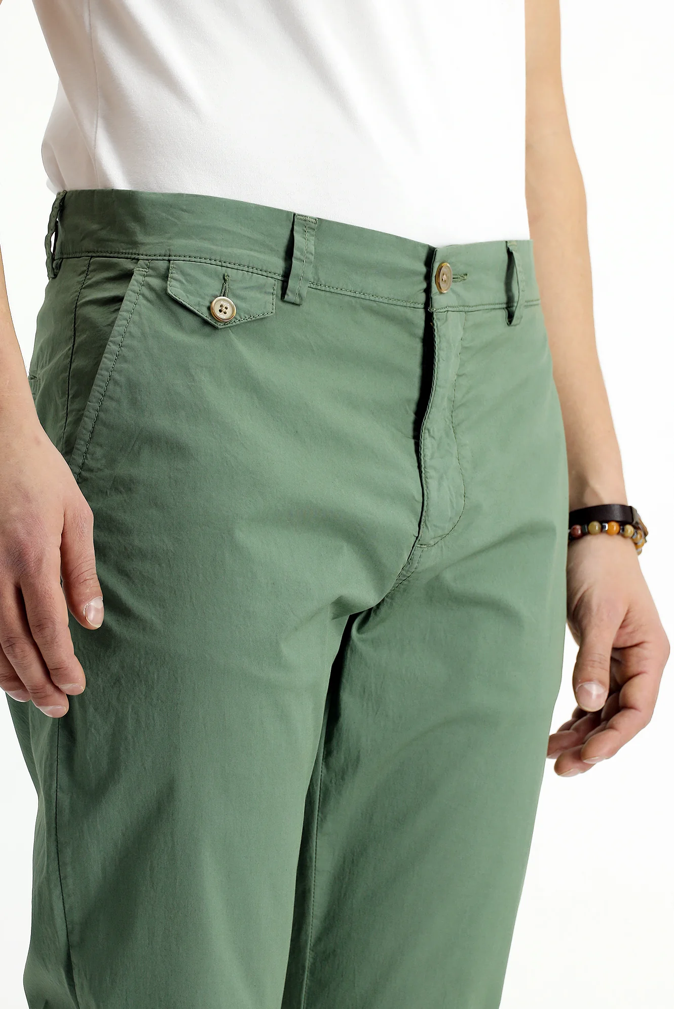Orta Haki Regular Fit Standart Kesim Likralı Kanvas / Chino Pantolon - Image 5