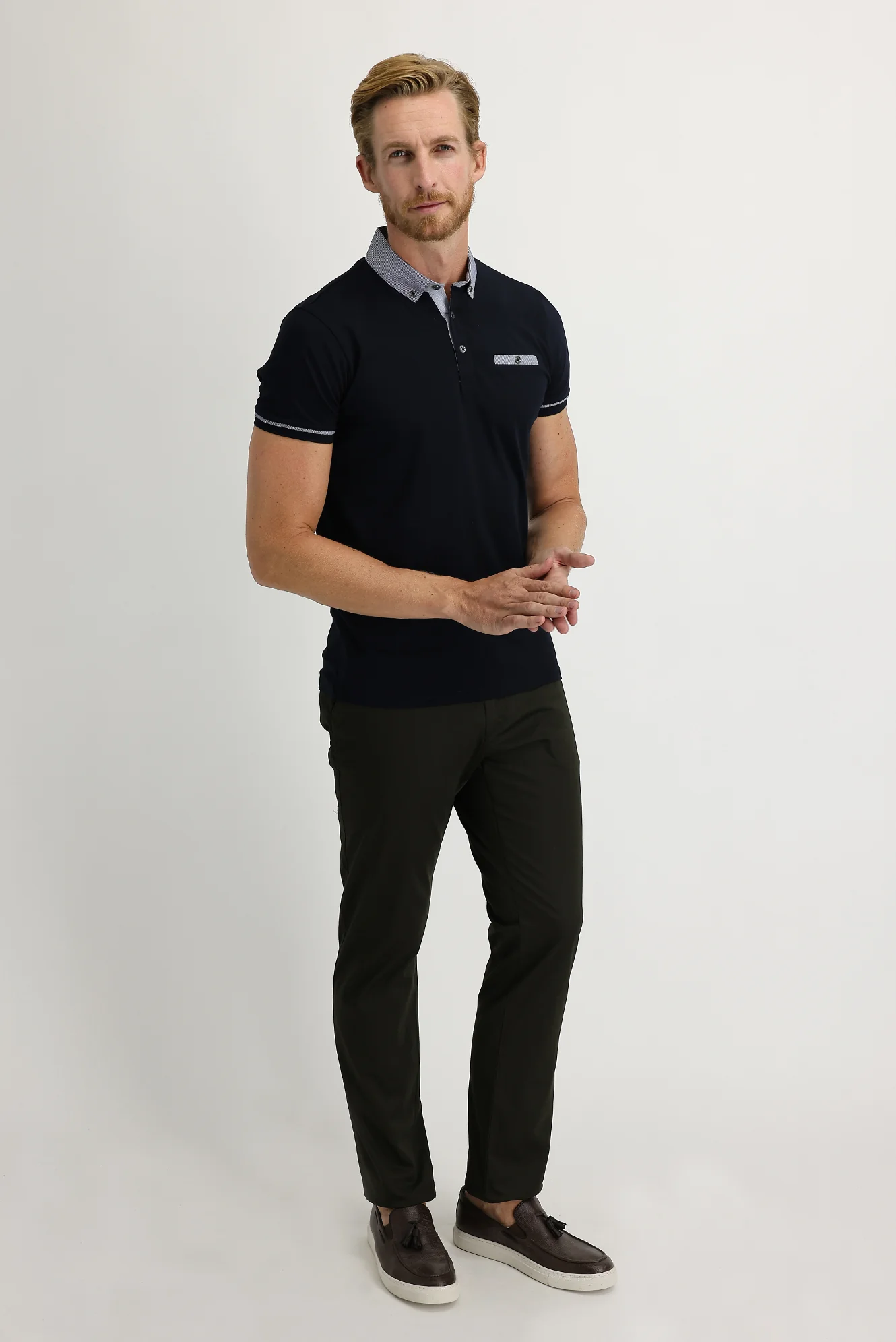 Orta Haki Regular Fit Standart Kesim Saten Likralı Kanvas / Chino Pantolon