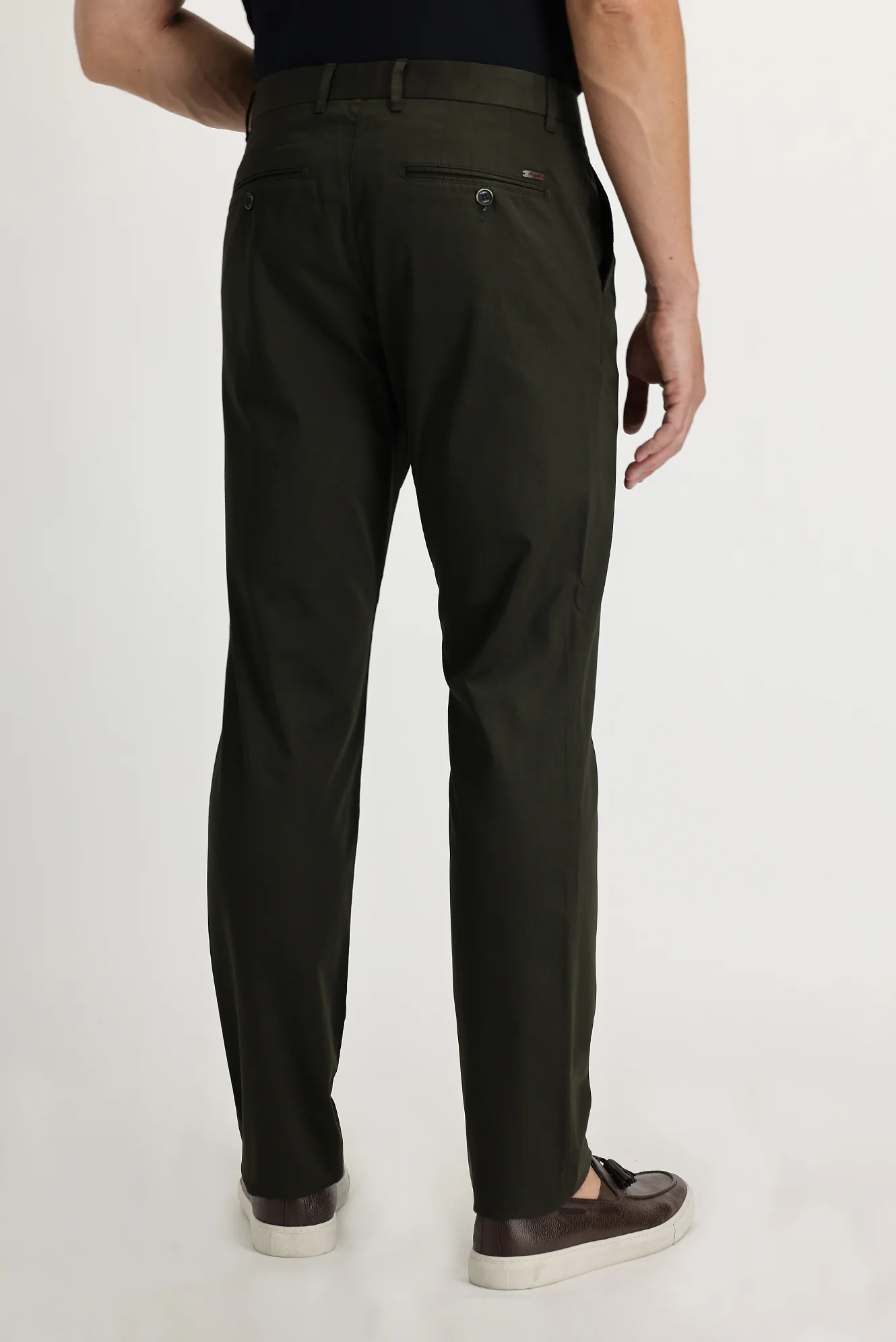 Orta Haki Regular Fit Standart Kesim Saten Likralı Kanvas / Chino Pantolon - Image 3