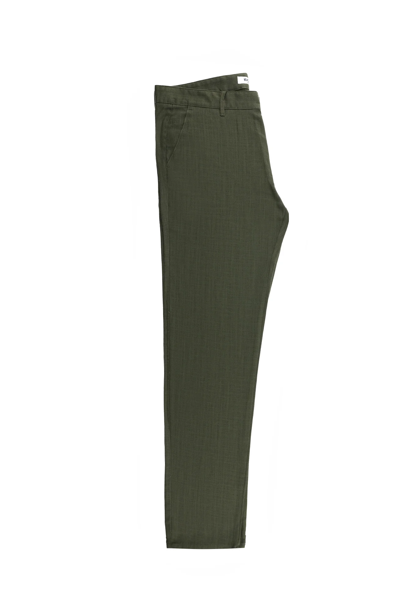 Orta Haki Relaxed Fit Rahat Kesim Keten Karışımlı Kanvas / Chino Pantolon - Image 3
