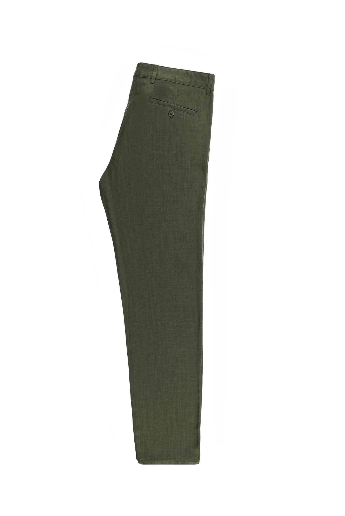 Orta Haki Relaxed Fit Rahat Kesim Keten Karışımlı Kanvas / Chino Pantolon - Image 4