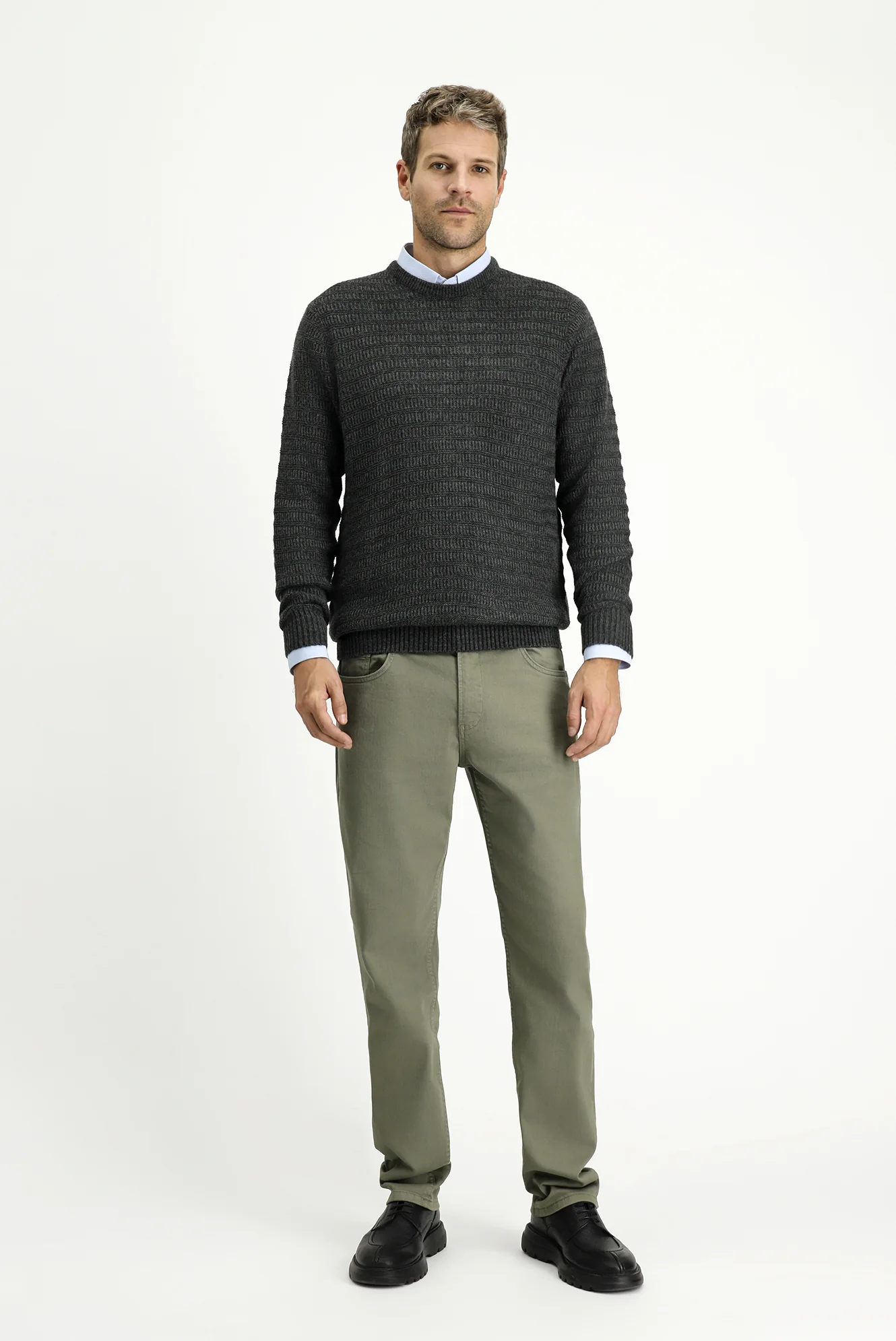 Orta Haki Relaxed Fit Rahat Kesim Likralı Kanvas / Chino Pantolon - Image 2