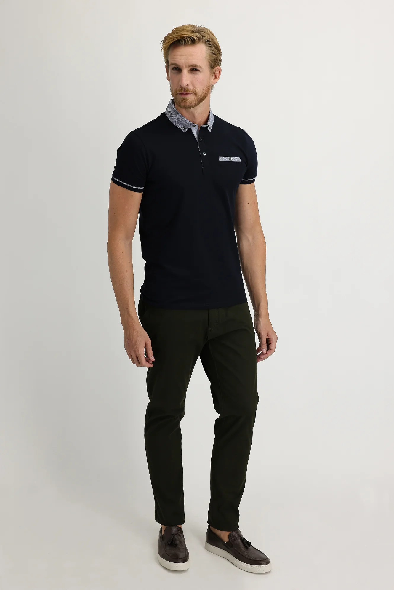 Orta Haki Relaxed Fit Rahat Kesim Likralı Kanvas / Chino Pantolon