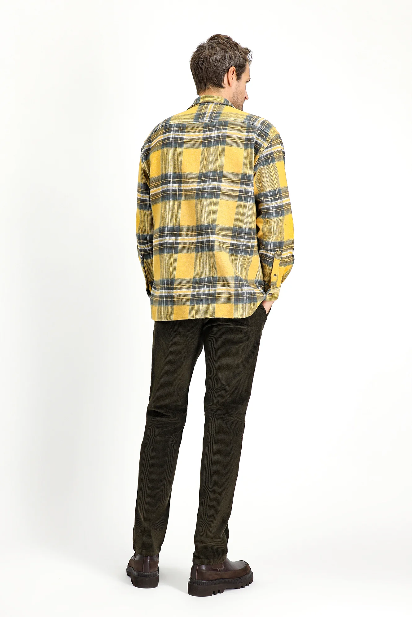Orta Haki Relaxed Fit Rahat Kesim Pamuk Kadife Pantolon - Image 5