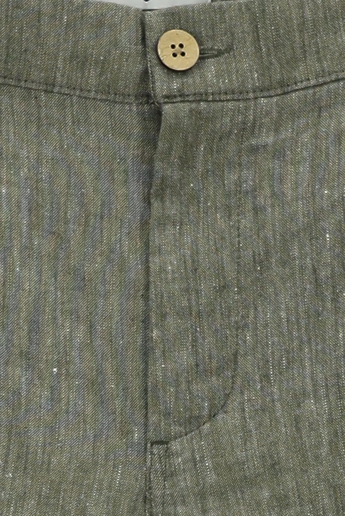 Orta Haki Slim Fit Dar Kesim Beli Lastikli Yandan Cepli Keten Kanvas / Chino Pantolon - Image 3