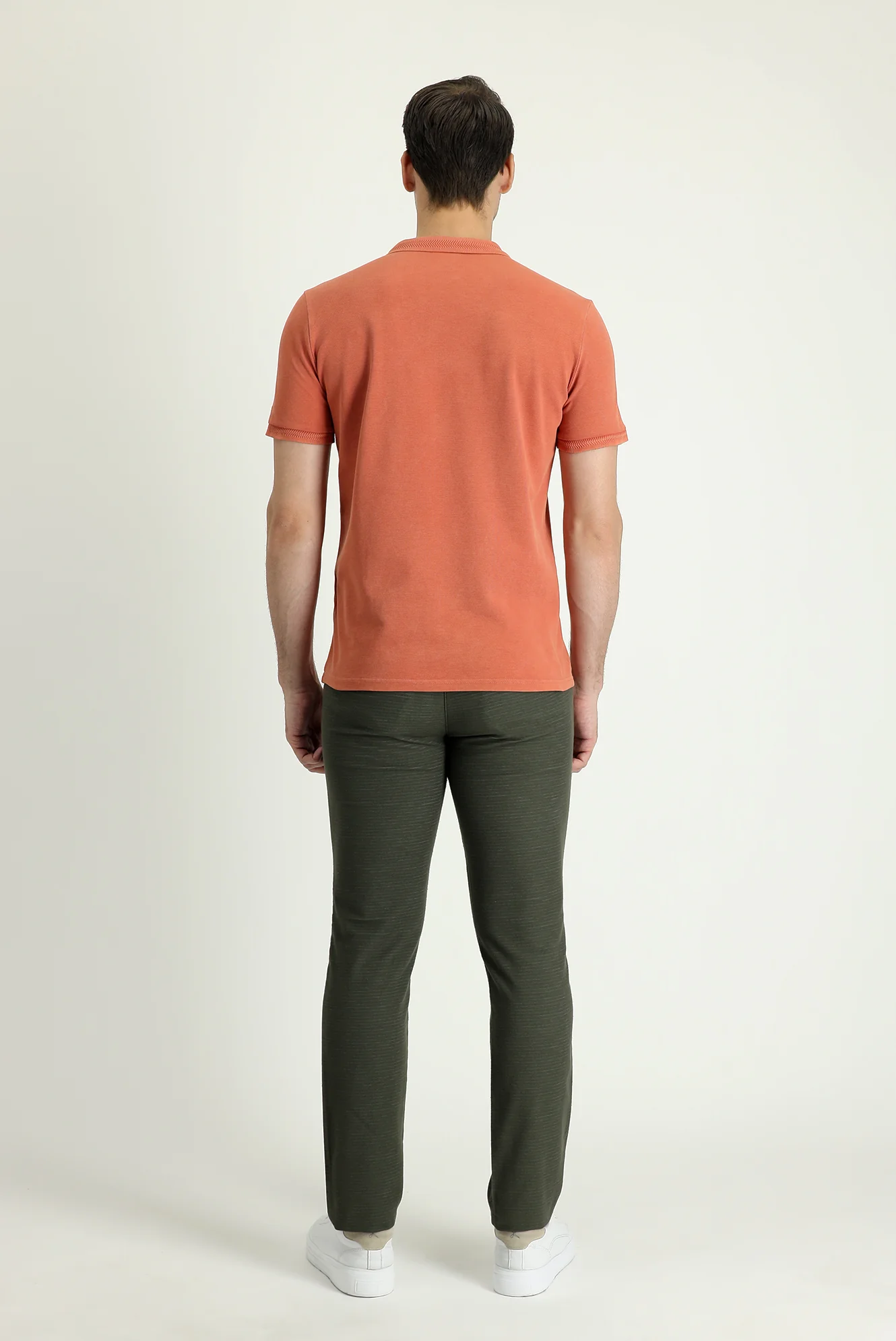 Orta Haki Slim Fit Dar Kesim Desenli Likralı Kanvas / Chino Pantolon - Image 3