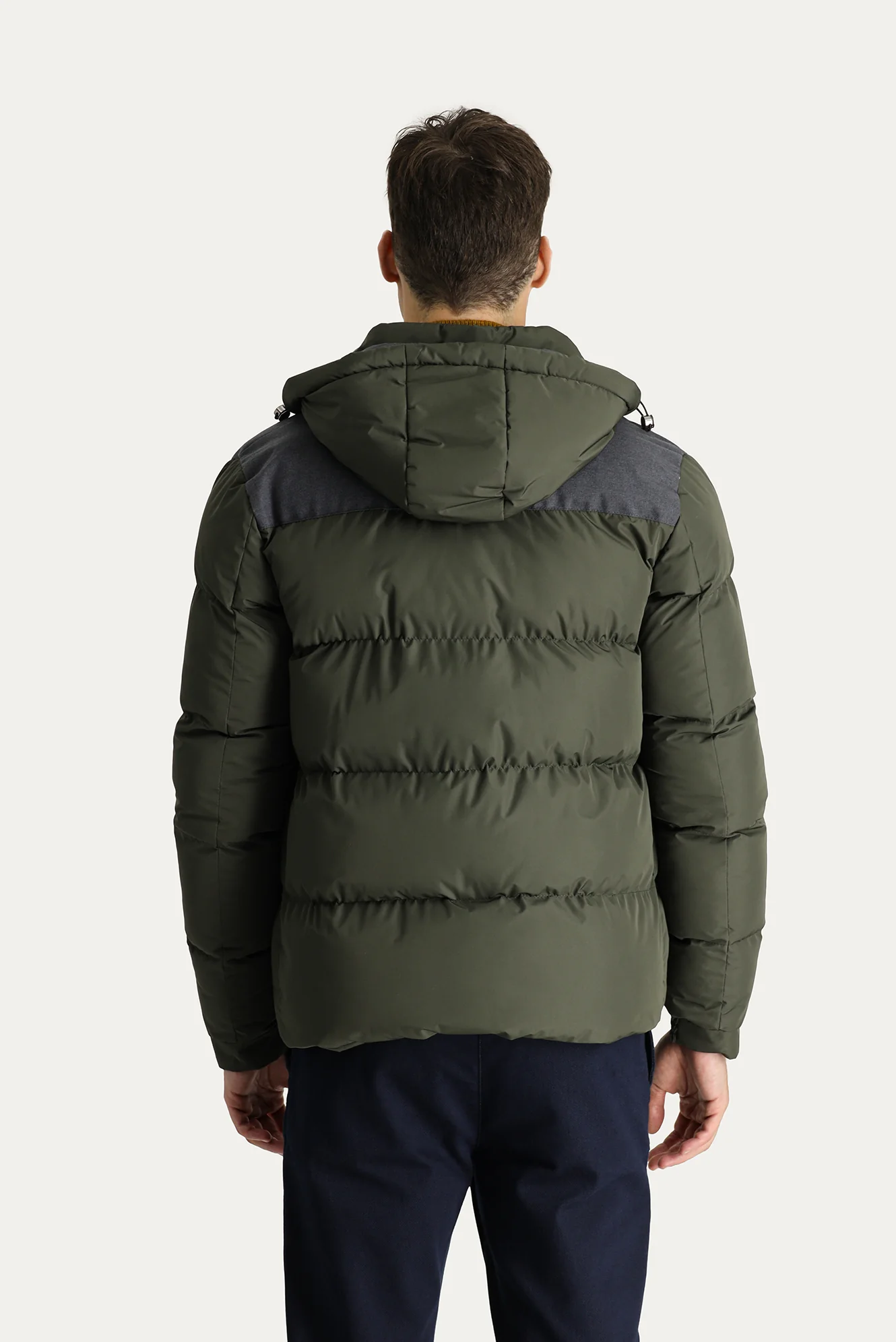 Orta Haki Slim Fit Dar Kesim Kapüşonlu Spor Mont - Image 5