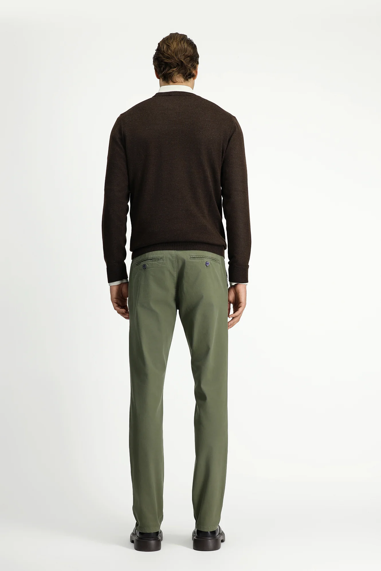 Orta Haki Slim Fit Dar Kesim Likralı Kanvas / Chino Pantolon - Image 4