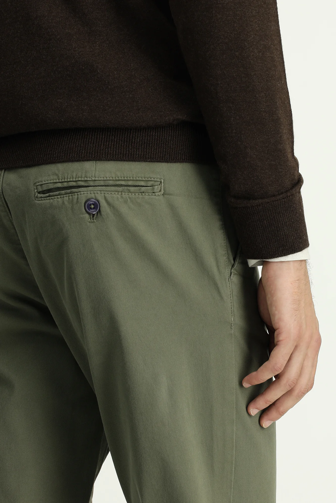 Orta Haki Slim Fit Dar Kesim Likralı Kanvas / Chino Pantolon - Image 6