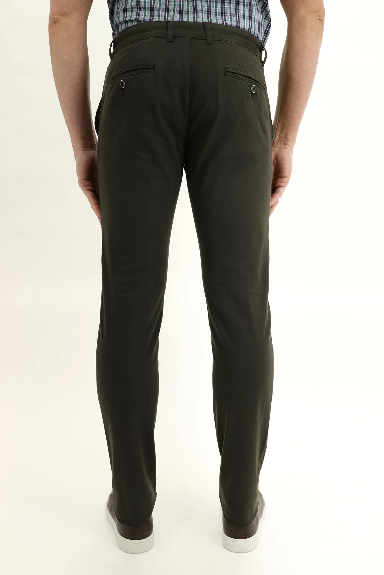 Orta Haki Slim Fit Dar Kesim Likralı Kanvas / Chino Pantolon - Image 3