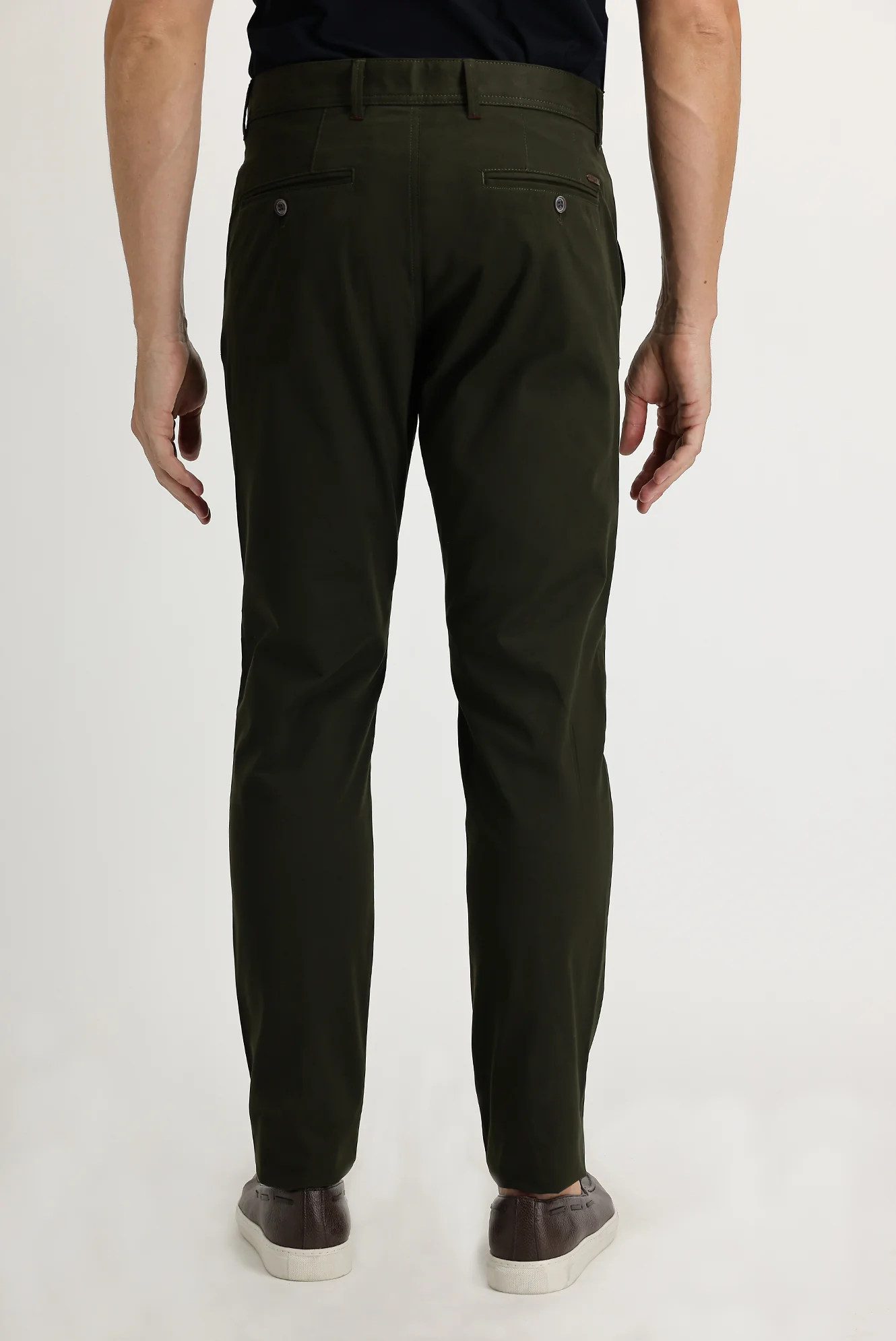 Orta Haki Slim Fit Dar Kesim Likralı Kanvas / Chino Pantolon - Image 3