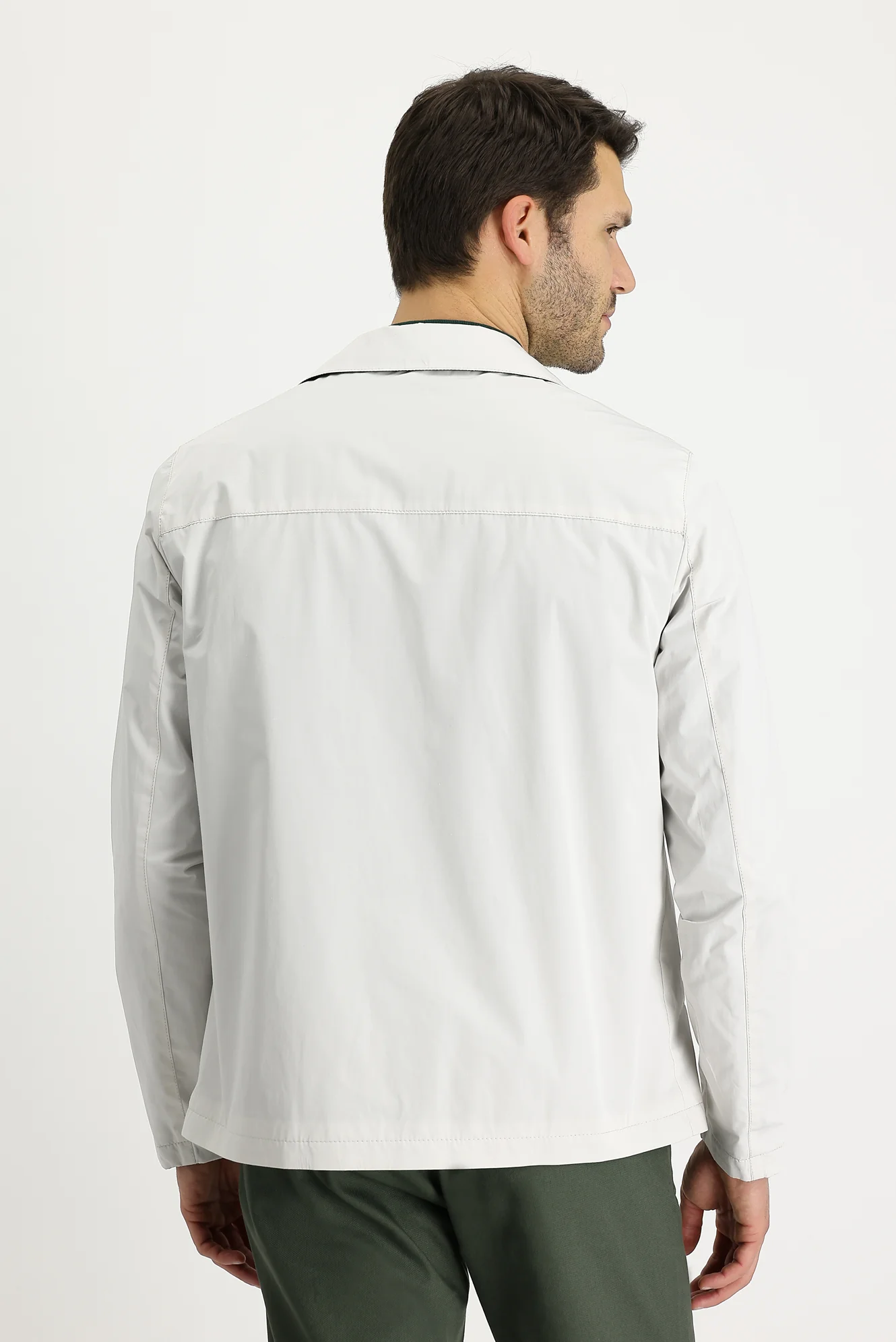 Orta Haki Slim Fit Dar Kesim Mevsimlik Çift Taraflı Mont - Image 3