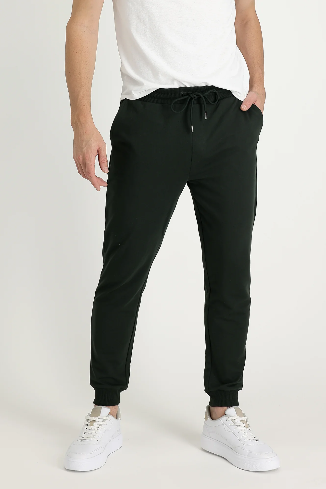 Orta Haki Slim Fit Dar Kesim Pamuklu Sweatpant / Eşofman Altı - Image 2