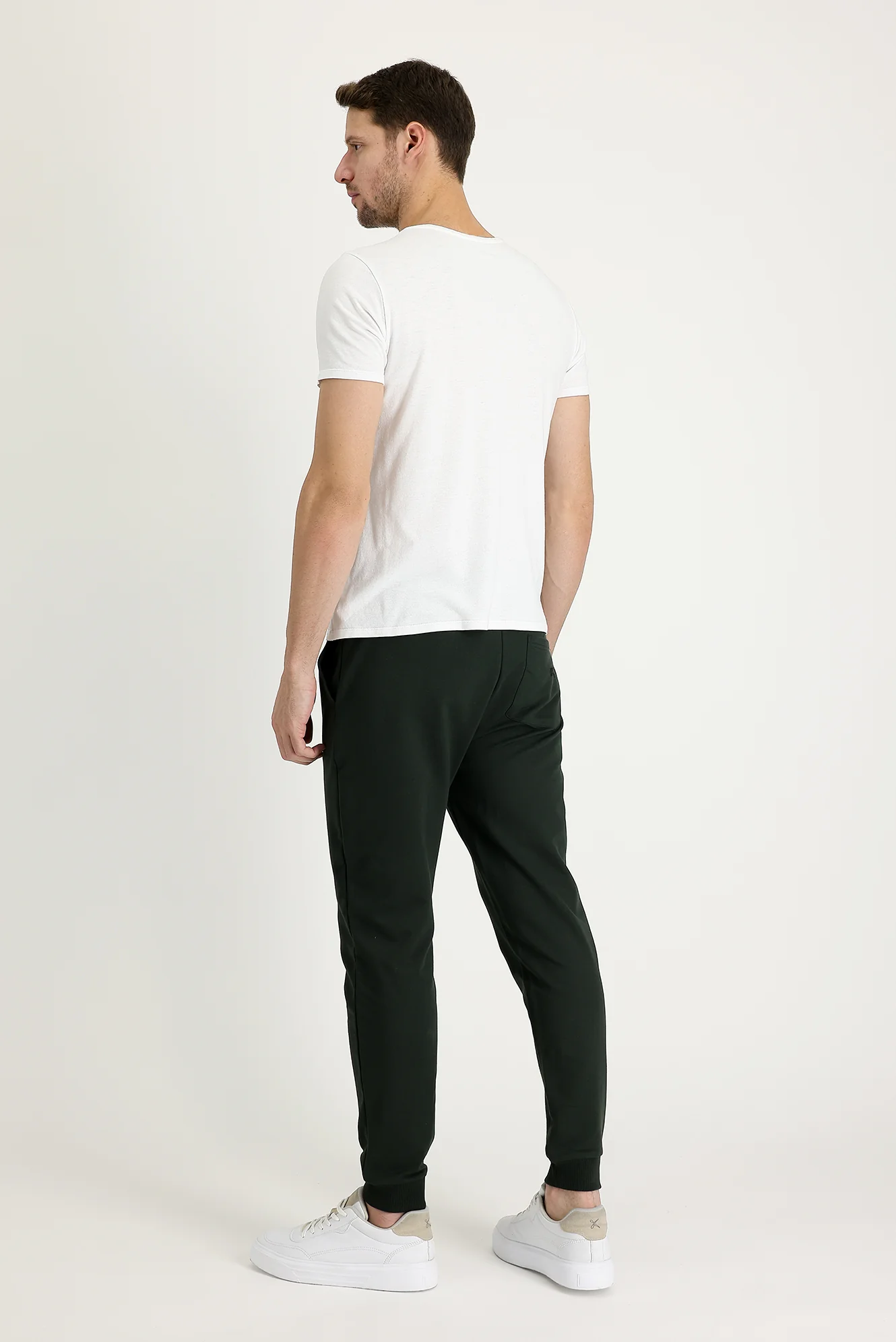Orta Haki Slim Fit Dar Kesim Pamuklu Sweatpant / Eşofman Altı - Image 3