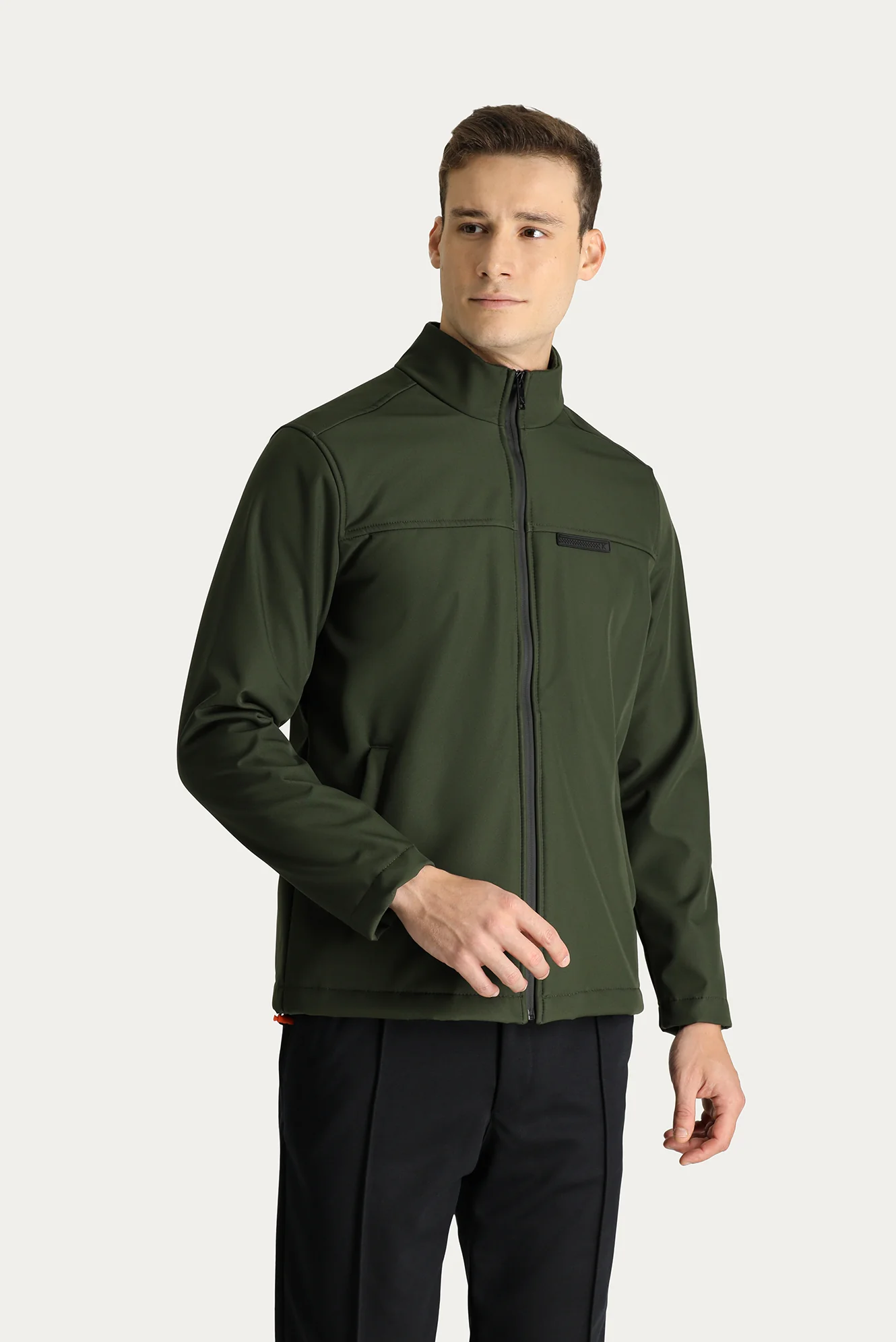 Orta Haki Slim Fit Dar Kesim Softshell Spor Mont - Image 3