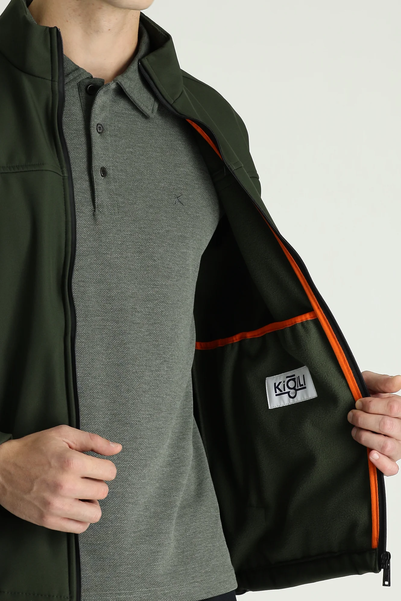 Orta Haki Slim Fit Dar Kesim Softshell Spor Mont - Image 5
