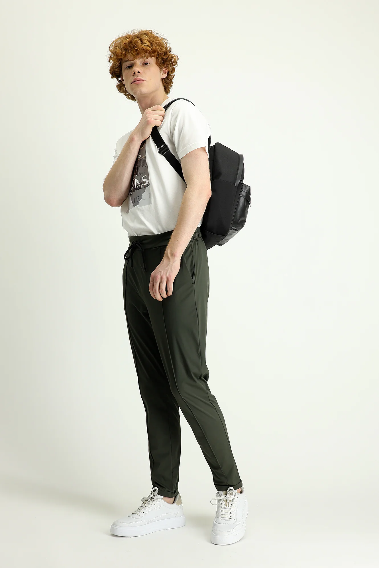 Orta Haki Techno-Line Slim Fit Dar Kesim Sweatpant / Eşofman Altı - Image 2