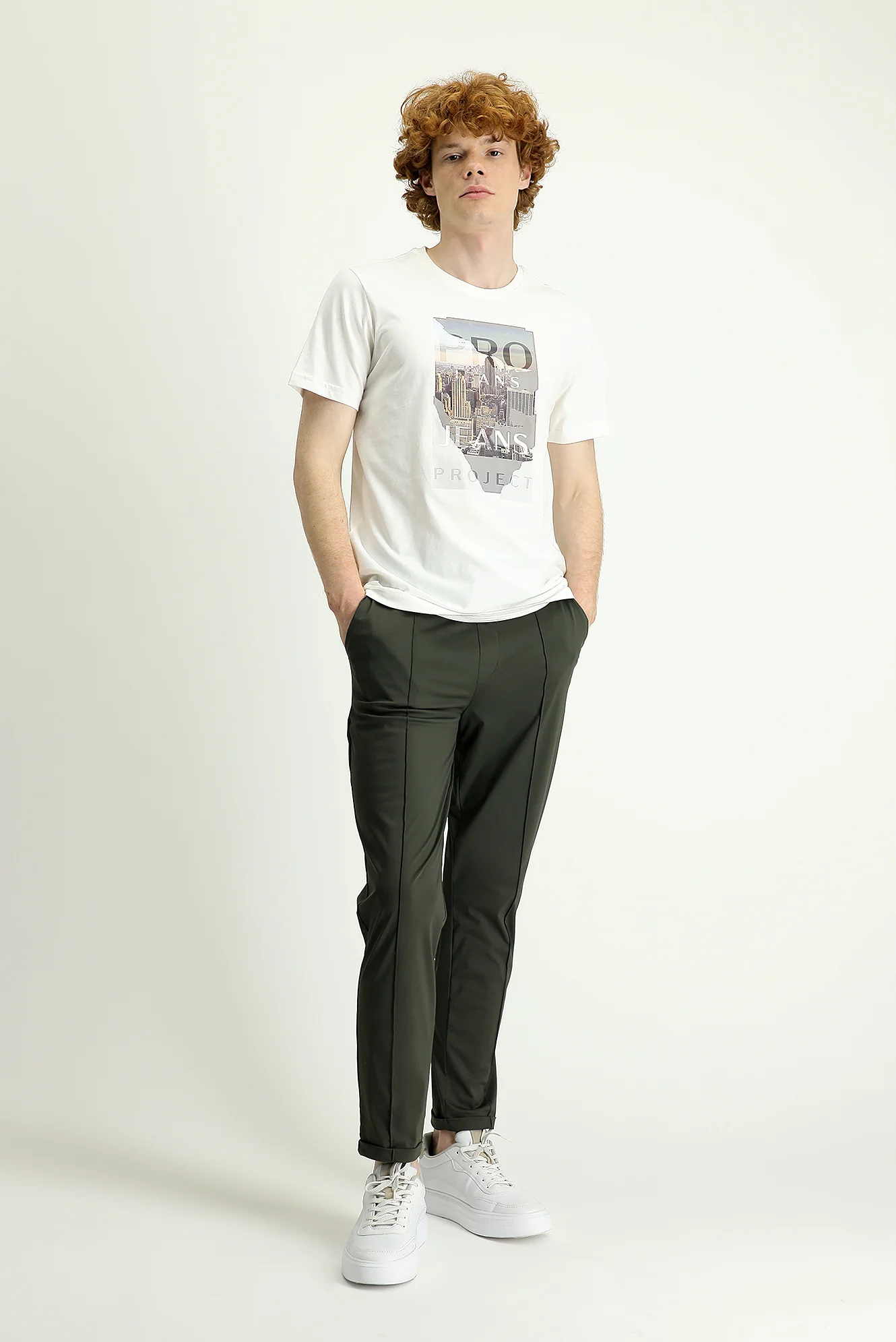 Orta Haki Techno-Line Slim Fit Dar Kesim Sweatpant / Eşofman Altı - Image 4