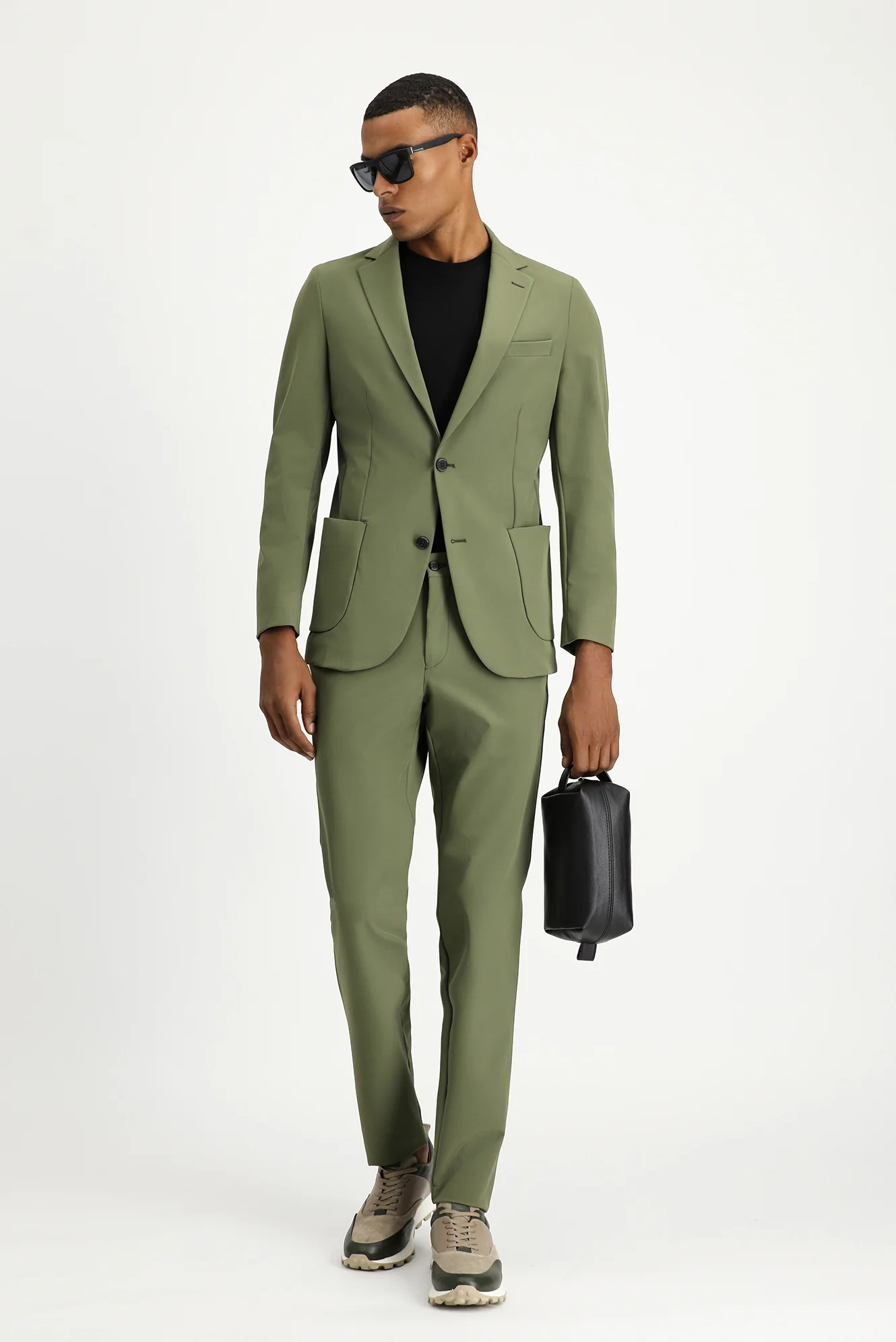 Orta Haki Techno-Line 7 Drop Super Slim Fit Eksra Dar Kesim Takım Elbise - Image 3