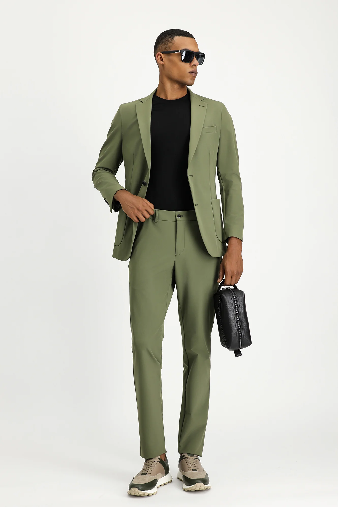 Orta Haki Techno-Line 7 Drop Super Slim Fit Eksra Dar Kesim Takım Elbise - Image 4