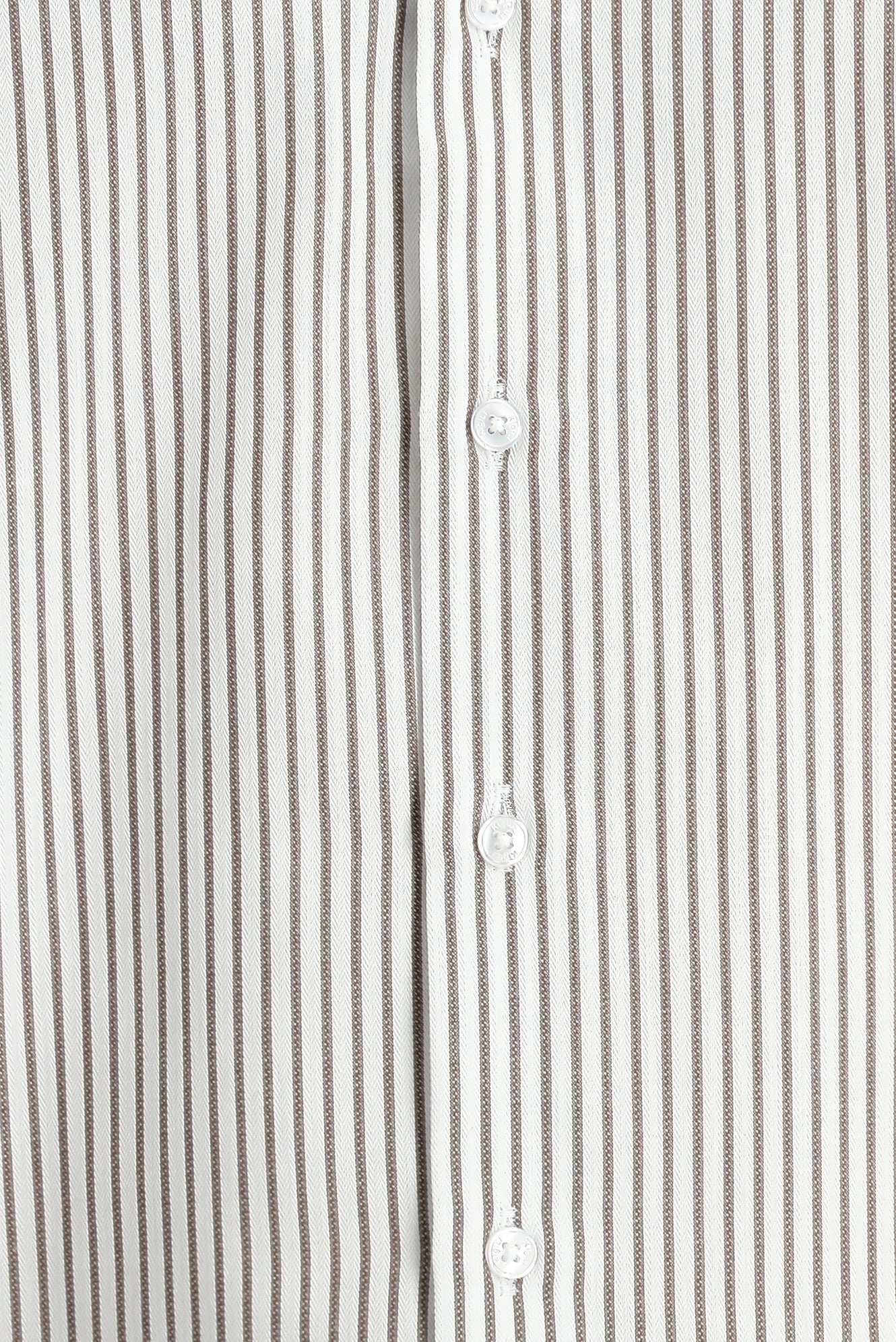 Orta Haki Uzun Kol Slim Fit Dar Kesim Çizgili Pamuklu Gömlek - Image 4